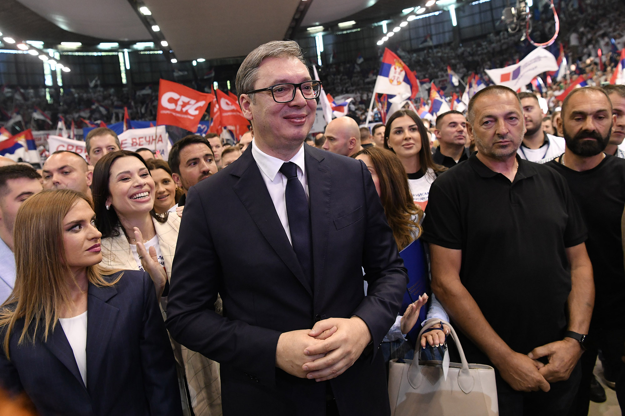 Beograd 28.05.2024 predizborni miting SNS liste "Aleksandar Vučić - Beograd sutra" . Miting, skup, SNS, hala sportova Ranko Žeravica, Novi Beograd Foto: Goran Srdanov/Nova.rs