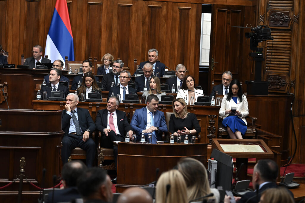 Beograd 16. april 2025. Skupština Srbije, zasedanje, sednica  na čijem dnevnom redu je izbor nove Vlade Srbije drugi dan zasedanja