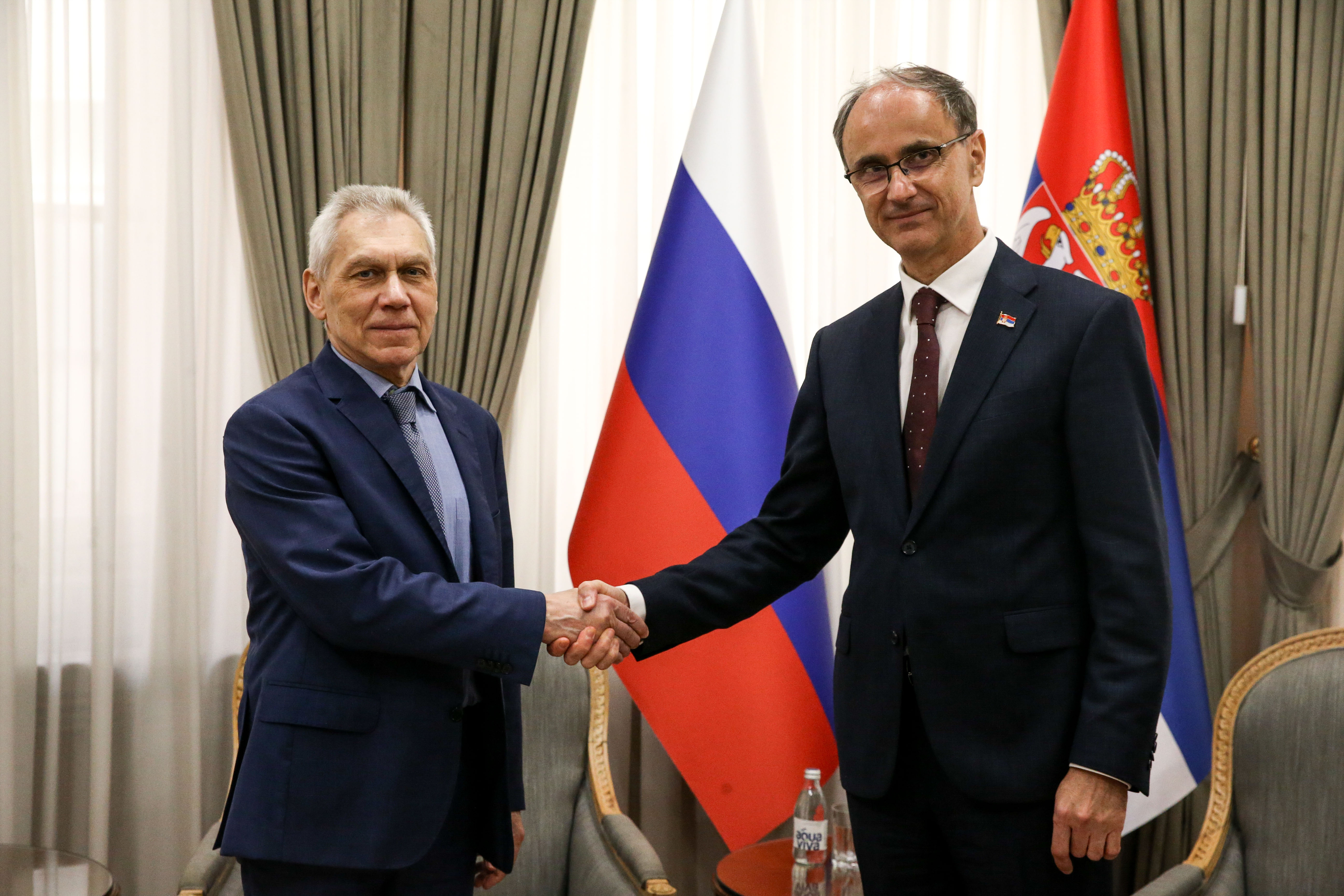 The Prime Minister of the Republic of Serbia, Djuro Macut, met with the Ambassador of the Russian Federation, Alexander Botsan-Kharchenko.Predsednik Vlade Republike Srbije Djuro Macut sastao se sa ambasadorom Ruske federacije Aleksandrom Bocan-Harcenkom.