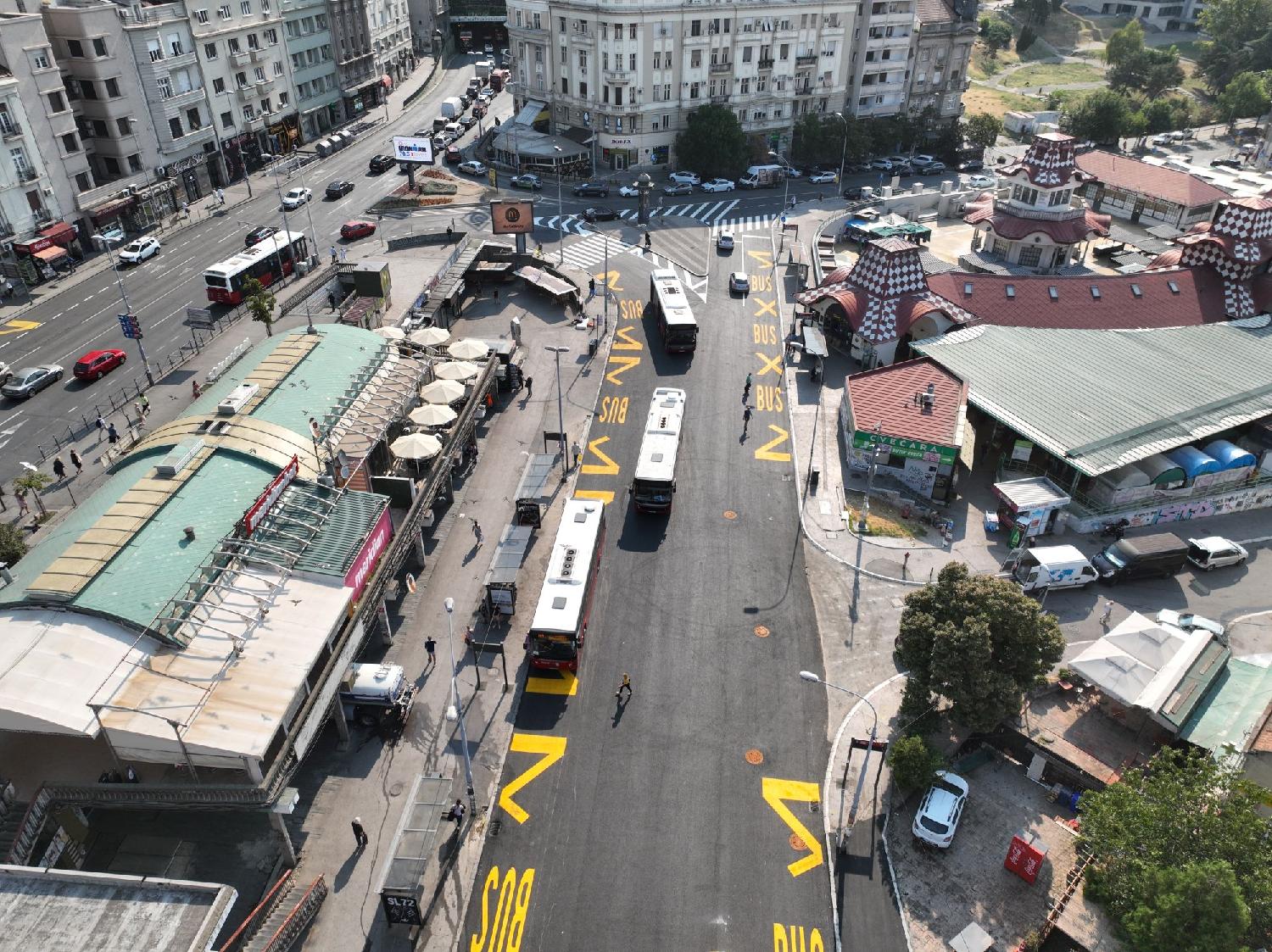 autobuska okretnica Zeleni venac danas je ponovo otvorena za saobraćaj, posle kompletne obnove kolovoza Foto: Beoinfo