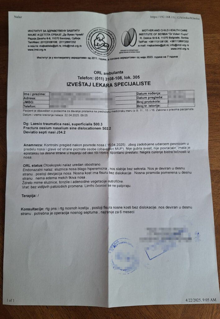 izvestaj lekara teodora obradovic