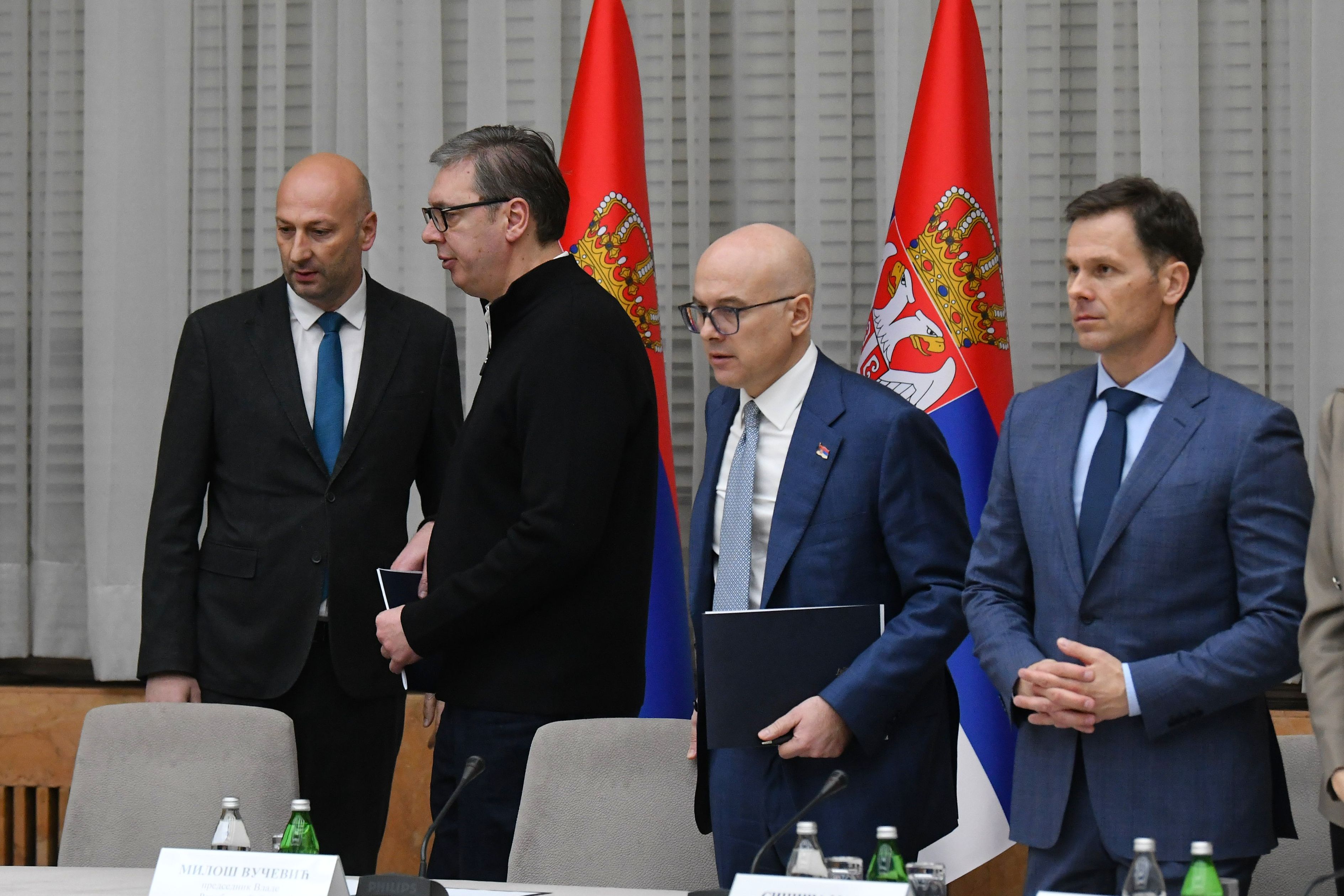 Beograd 28.01.2025. Aleksandar Vučić, Miloš Vučević i Siniša Mali. Vanredna Sednica Vlade Srbije Foto: Goran Srdanov/Nova.rs