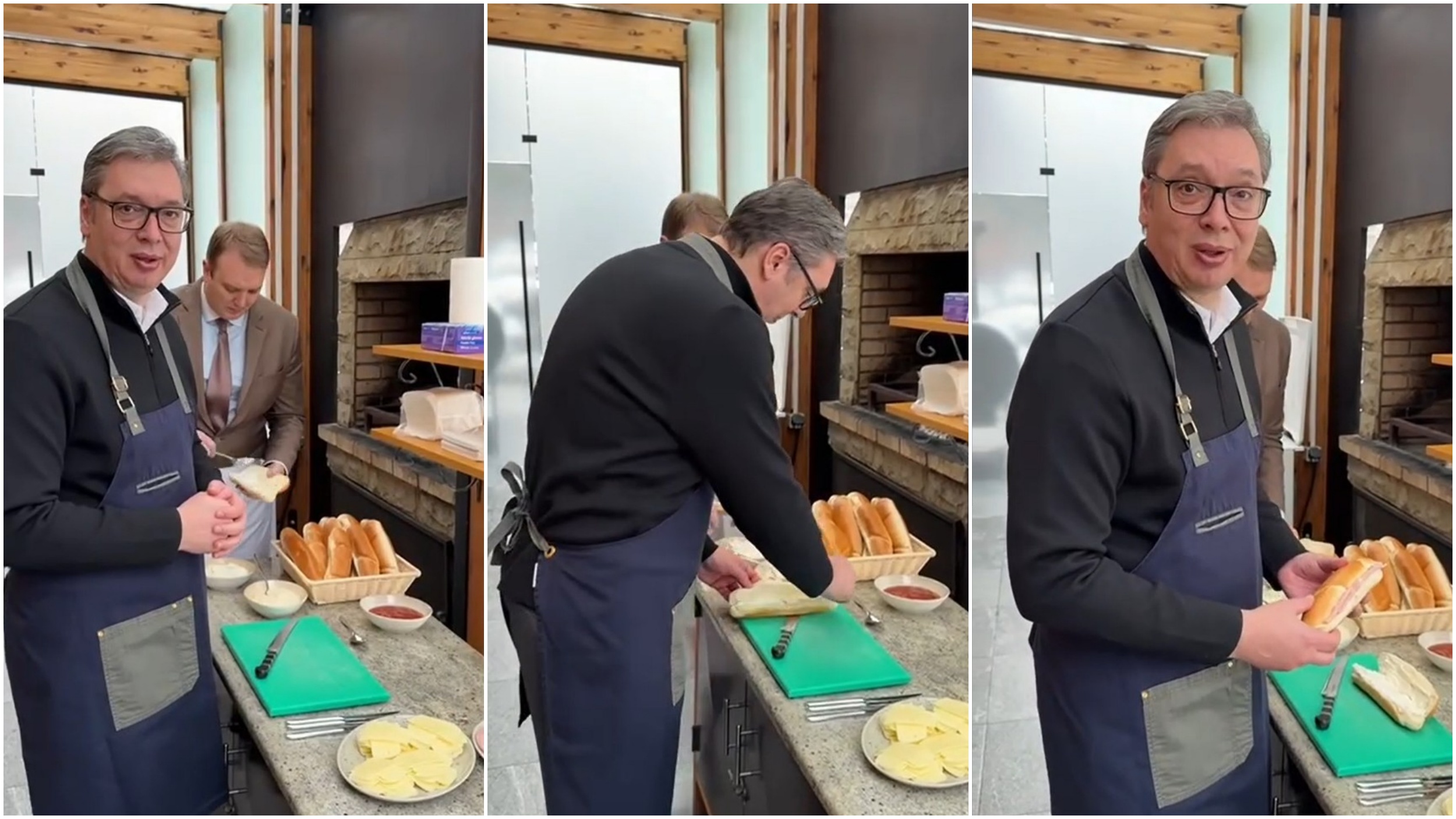 Aleksandar Vučić, sendviči, Sremska Mitrovica, kombo Foto: Prinscreen/Instagram/buducnostsrbijeav