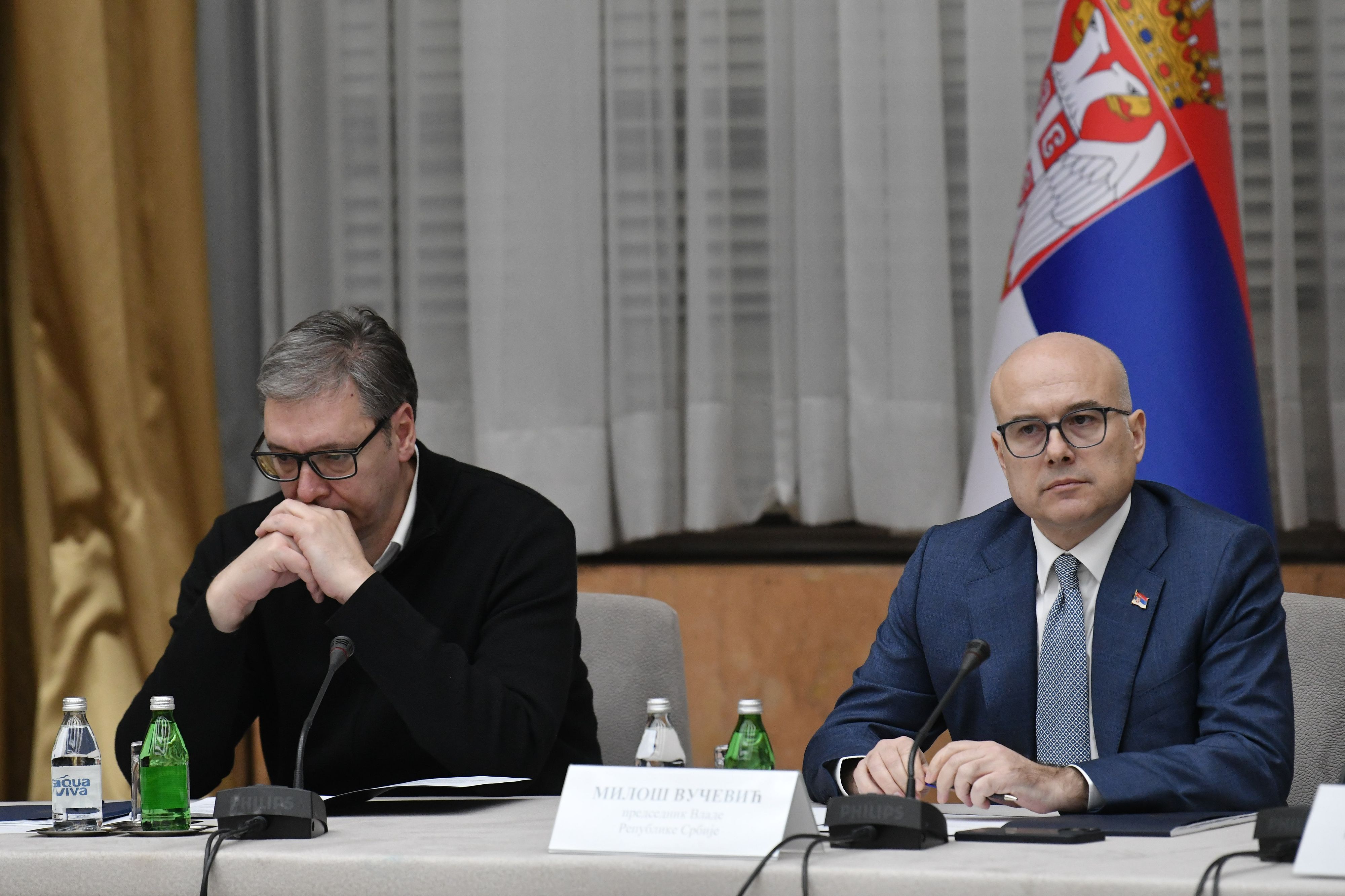 Beograd 28.01.2025. Aleksandar Vučić i Miloš Vučević.  Vanredna Sednica Vlade Srbije Foto: Goran Srdanov/Nova.rs