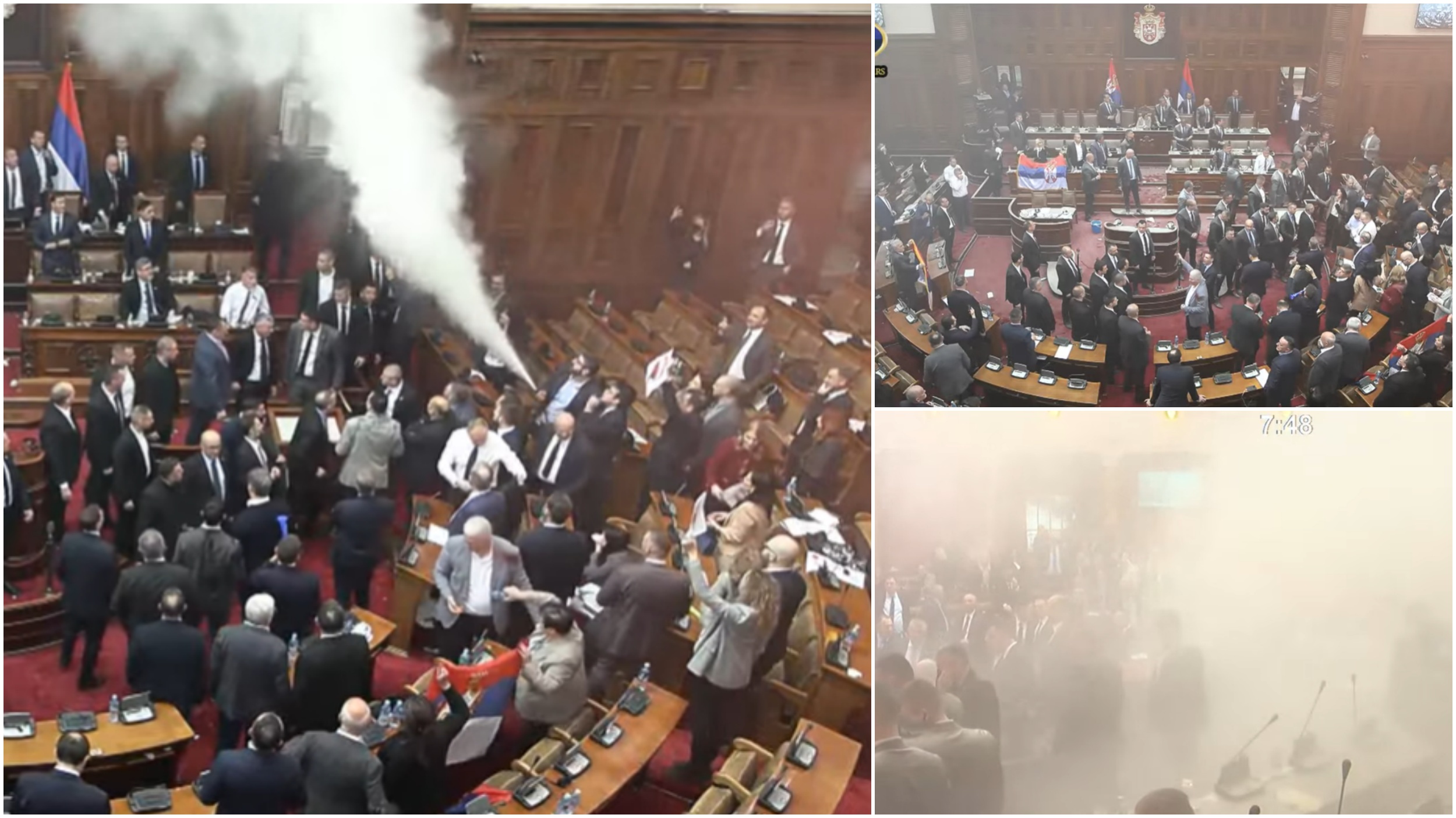 Skupština Srbije, sednica, haos, dimne bombe, dimna bomba, kombo
