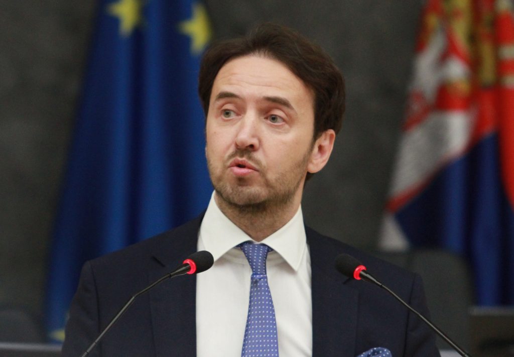 Beograd, 01.11.2019. -Predsednik Viseg suda Aleksandar Stepanovic govori na svecanosti povodom otvaranja renovirane "Palate pravde", danas u Beogradu. (BETAPHOTO/MILOS MISKOV/MO)