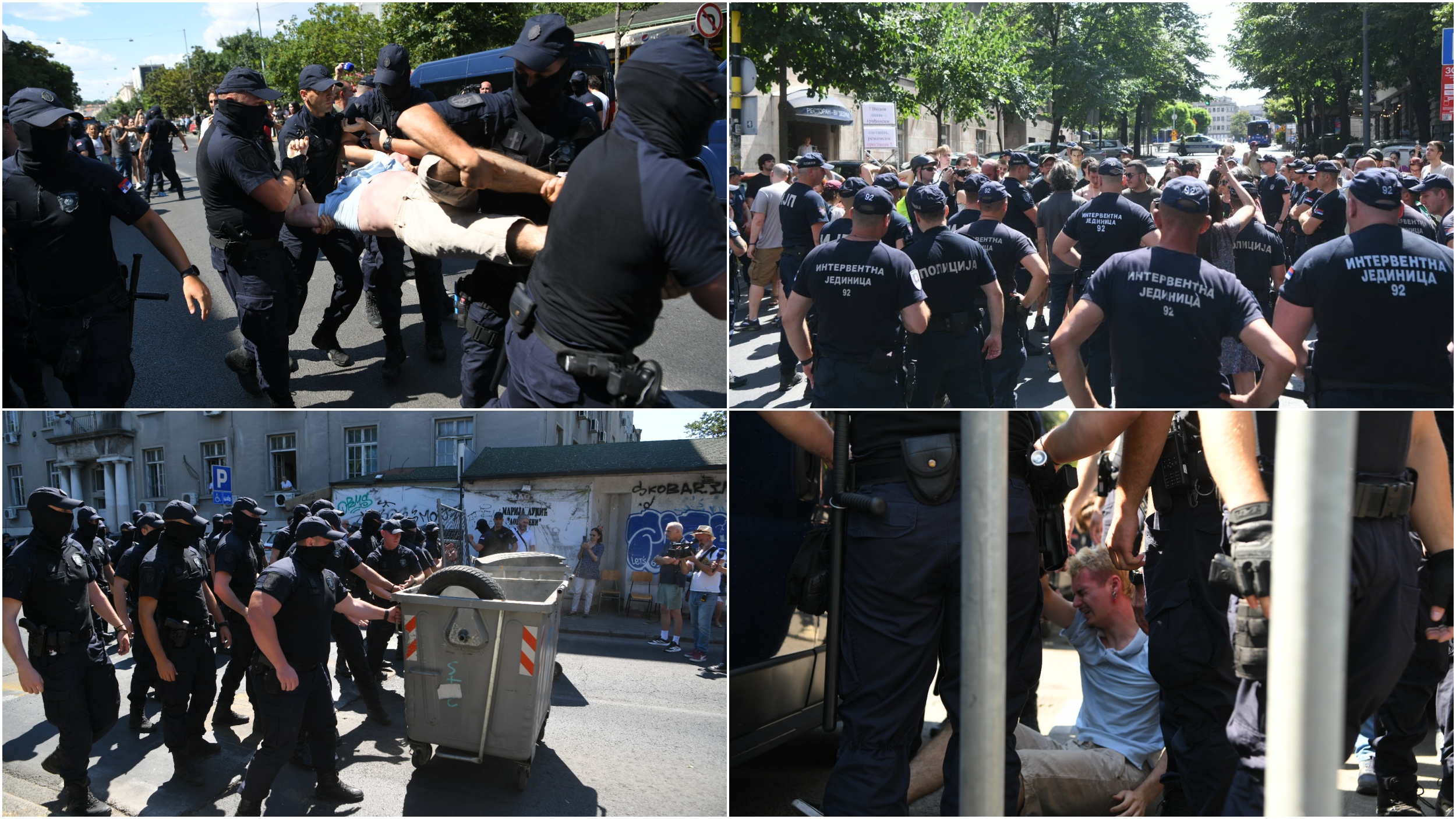 kombo, policijske brutalnosti,  neke fotke gde privode studente, maskirani , sklanjaju blokade