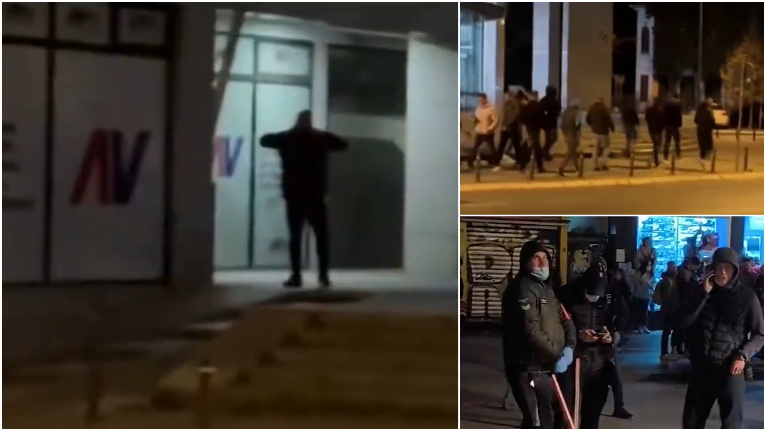 Batinaši, huligani, protest, Novi Sad, SNS prostorije, kombo Foto: Printscreen/X