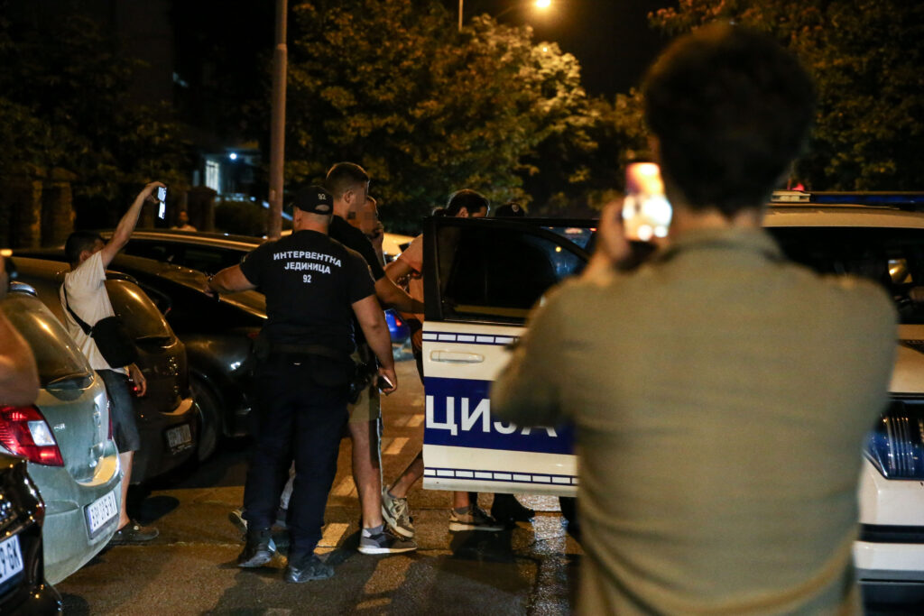 02, July, 2025, Belgrade - Blockade at the Belgrade City Police Department where one arrest also occurred. Photo: F.S./ATAImages
02, jul, 2025, Beograd - Blokada kod Policijska uprava za grad Beograd gde je doslo i do privodjenja. Photo: F.S./ATAImages