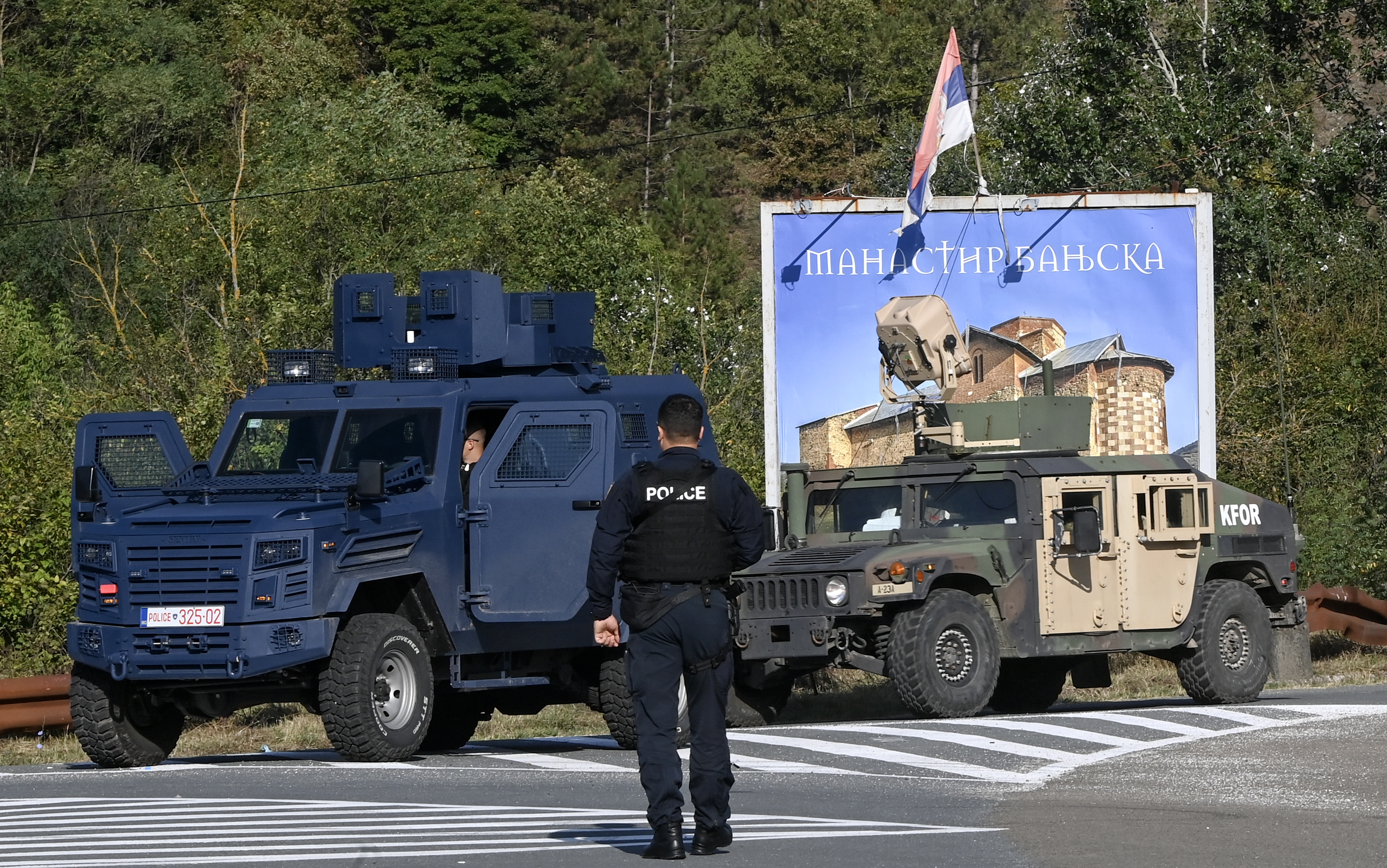 Police control the area of Banjska village after Kosovo monastery siege