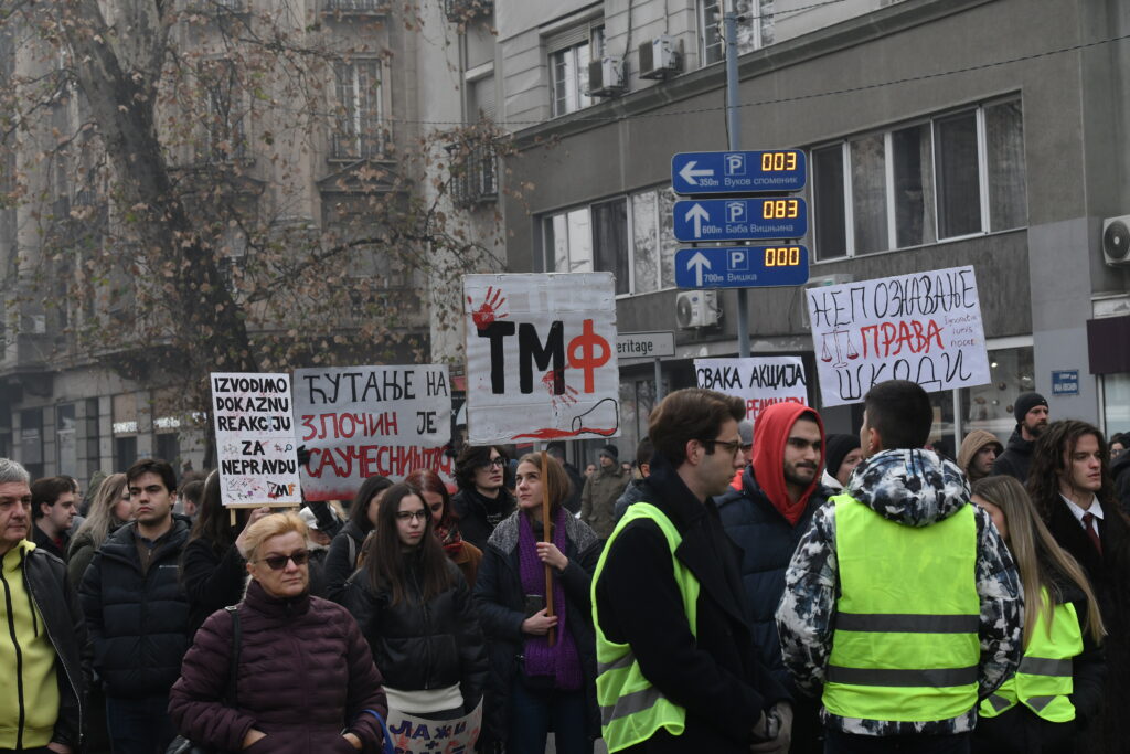 Beograd 31. decembar 2024. ETF, Elektrotehnicki fakultet, Arhitektonski fakultet, blokda Bulevara kralja Aleksandra,, studenti, protest Foto:Goran Srdanov/Nova.rs