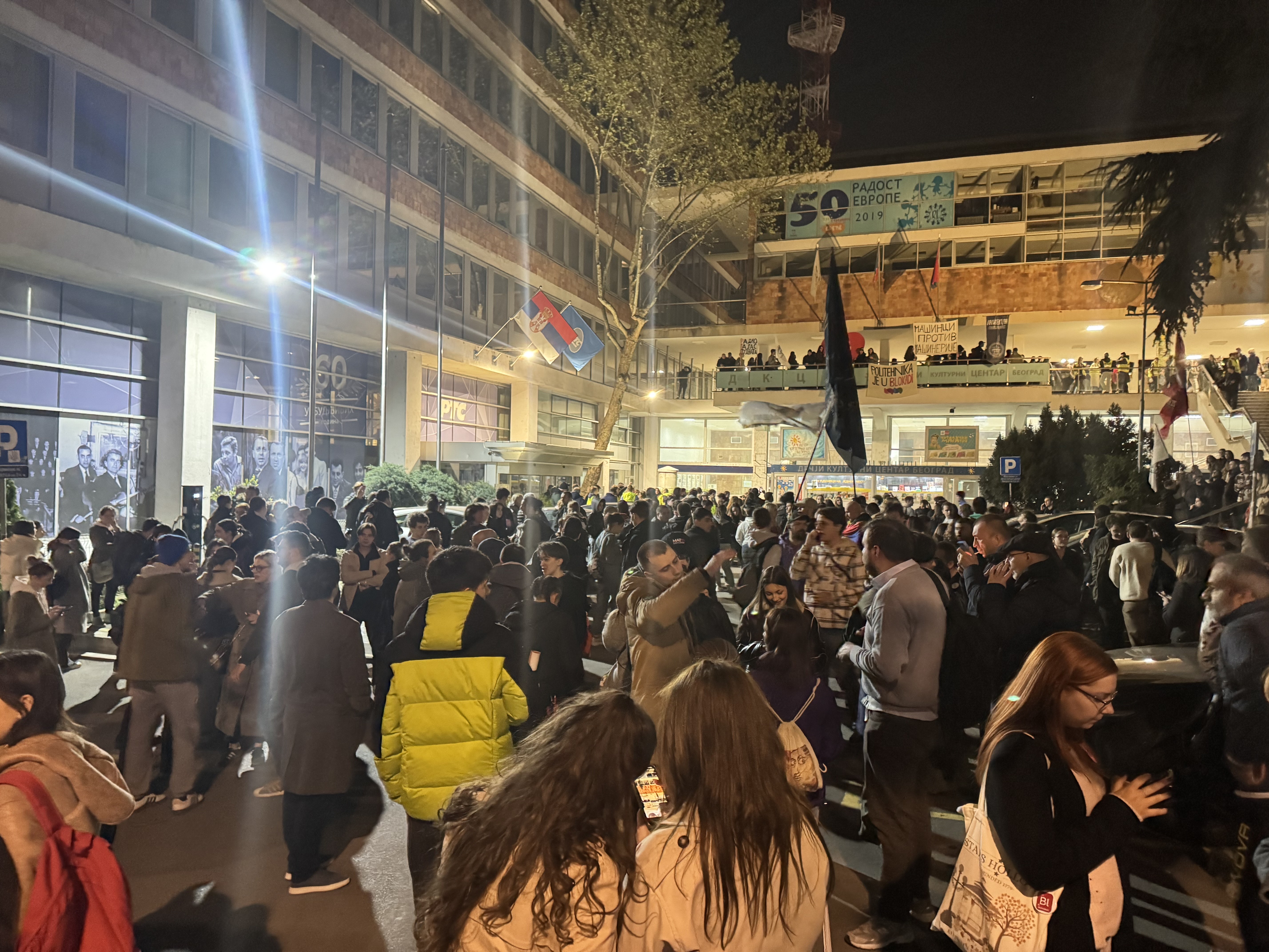 Beograd 09. april 2025. Protest studenata u blokadi ispred Radio televizije Srbije, RTS, studenti Foto:Vladislav Mitić/Nova.rs