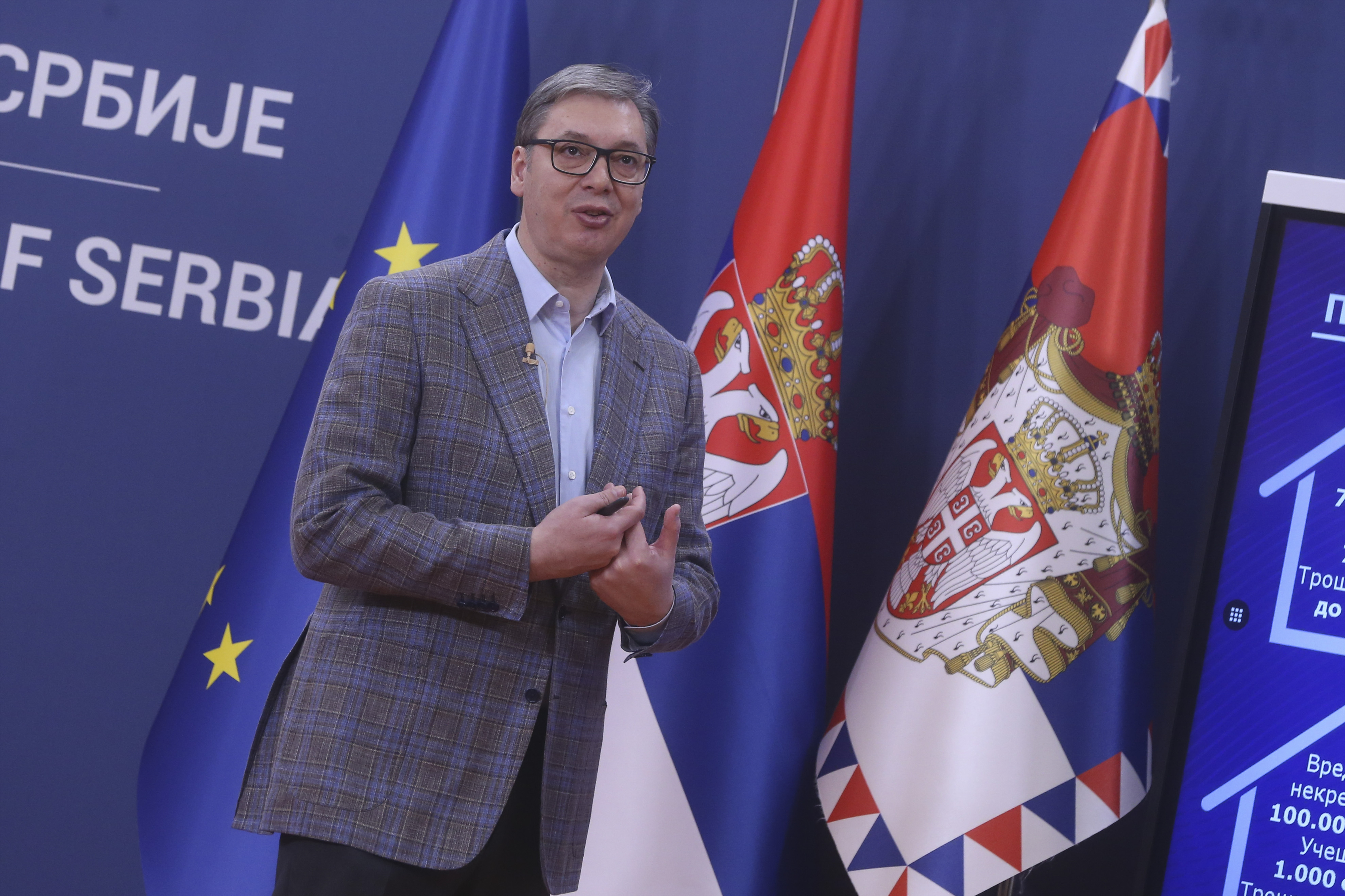 The President of the Republic of Serbia Aleksandar Vucic addressed the public in the Palace of Serbia.Predsednik Republike Srbije Aleksandar Vucic obratio se javnosti u u Palati Srbija.