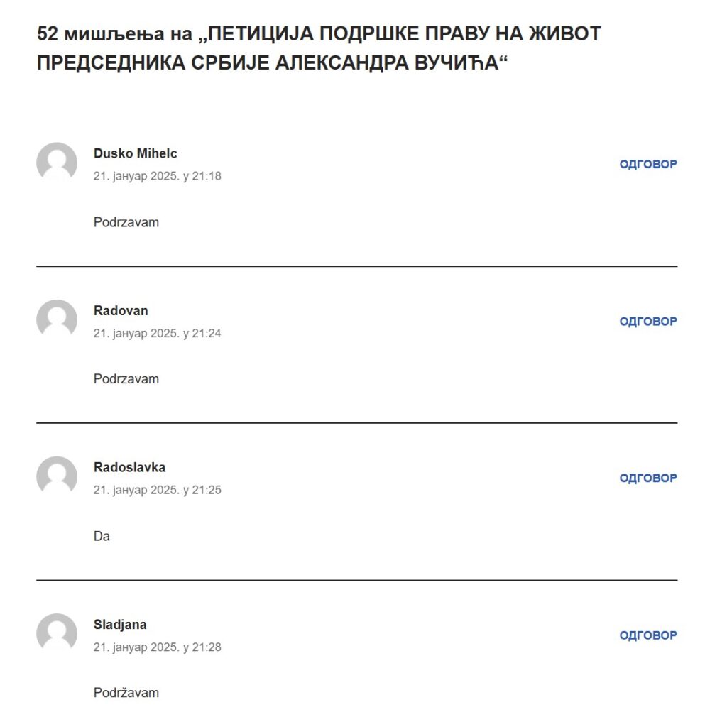 peticija podrške pravu na život predsednika srbije aleksandra vučića