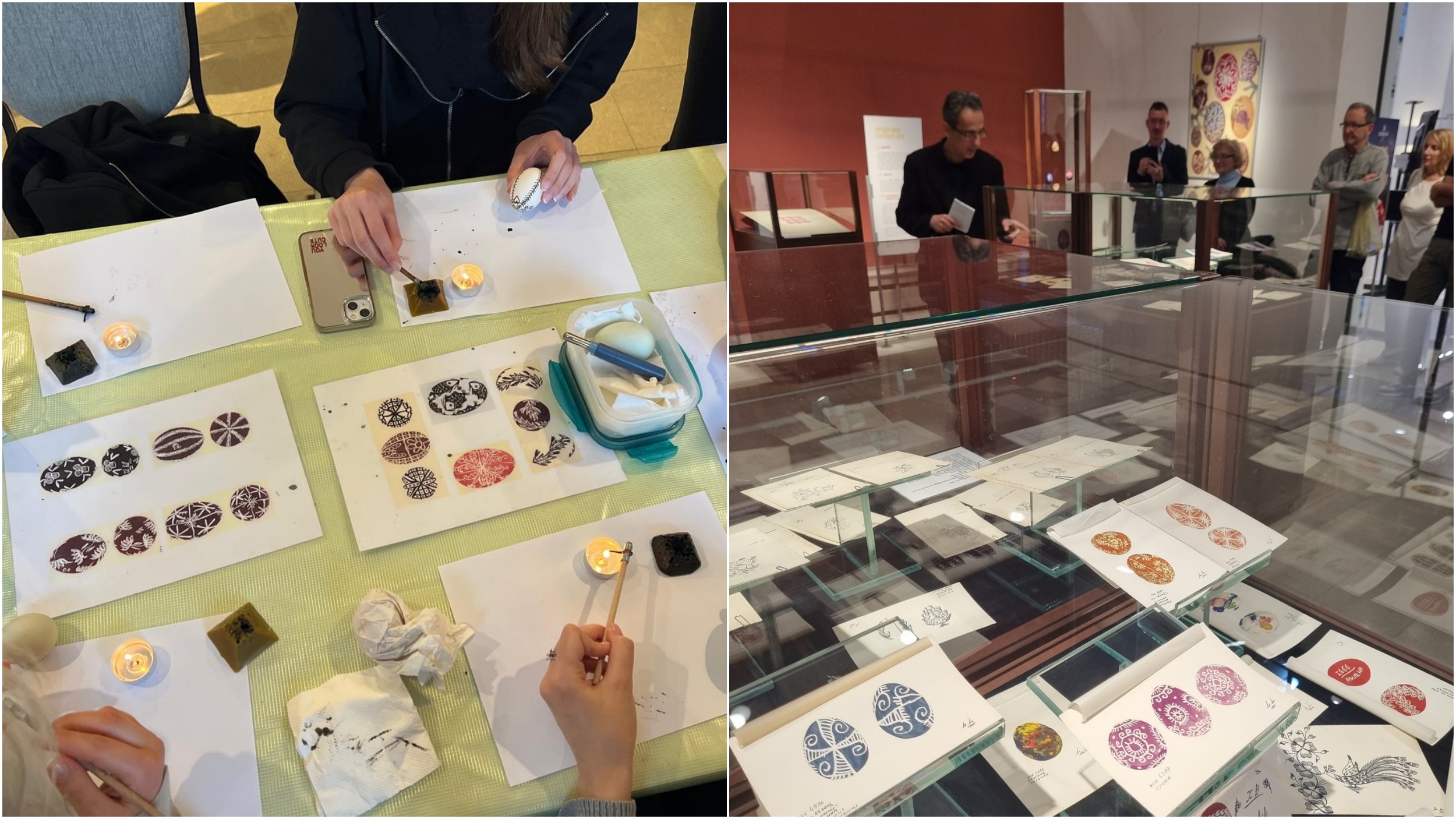 Uskršnje radionice, Uskršnja radionica, deca, šaranje jaja, Uskrs, vođena poseta kroz izložbu Narodne šare uskršnjih jaja. Saša Srećković, muzejski savetnik, kombo Foto: Aleksandra Levnajić/Etnografski muzej