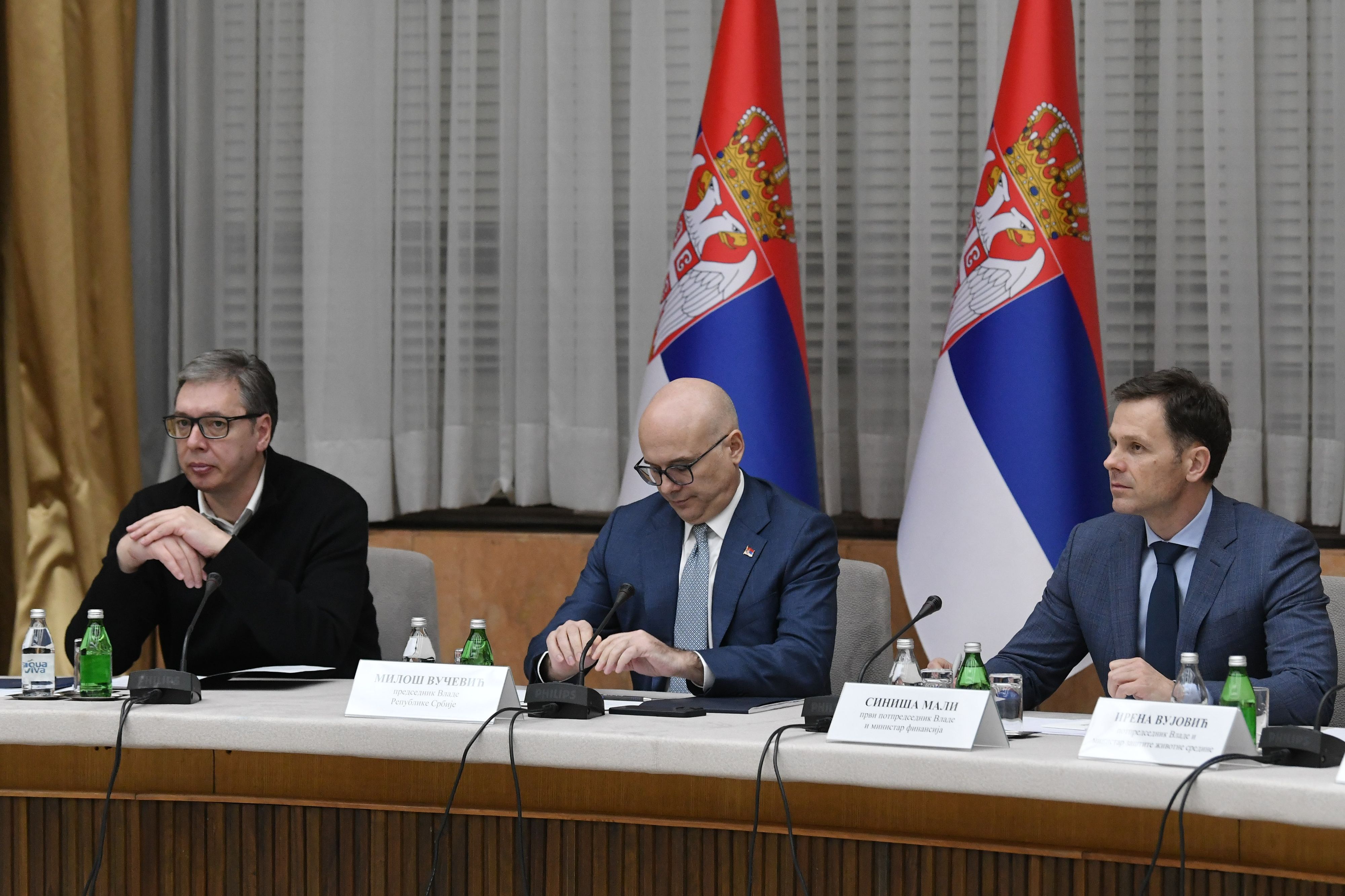 Beograd 28.01.2025. Aleksandar Vučić , Miloš Vučević i Siniša Mali.  Vanredna Sednica Vlade Srbije Foto: Goran Srdanov/Nova.rs