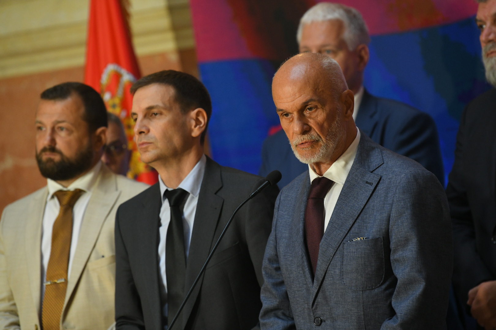 Beograd, 23.07.2024. Konferencija za medije, KZŠ, Lider Nove demokratske stranke Srbije (Novi DSS) Miloš Jovanović, predsednik POKS-a Vojislav Mihailović, koalicija Nada Foto: Amir Hamzagić/Nova.rs