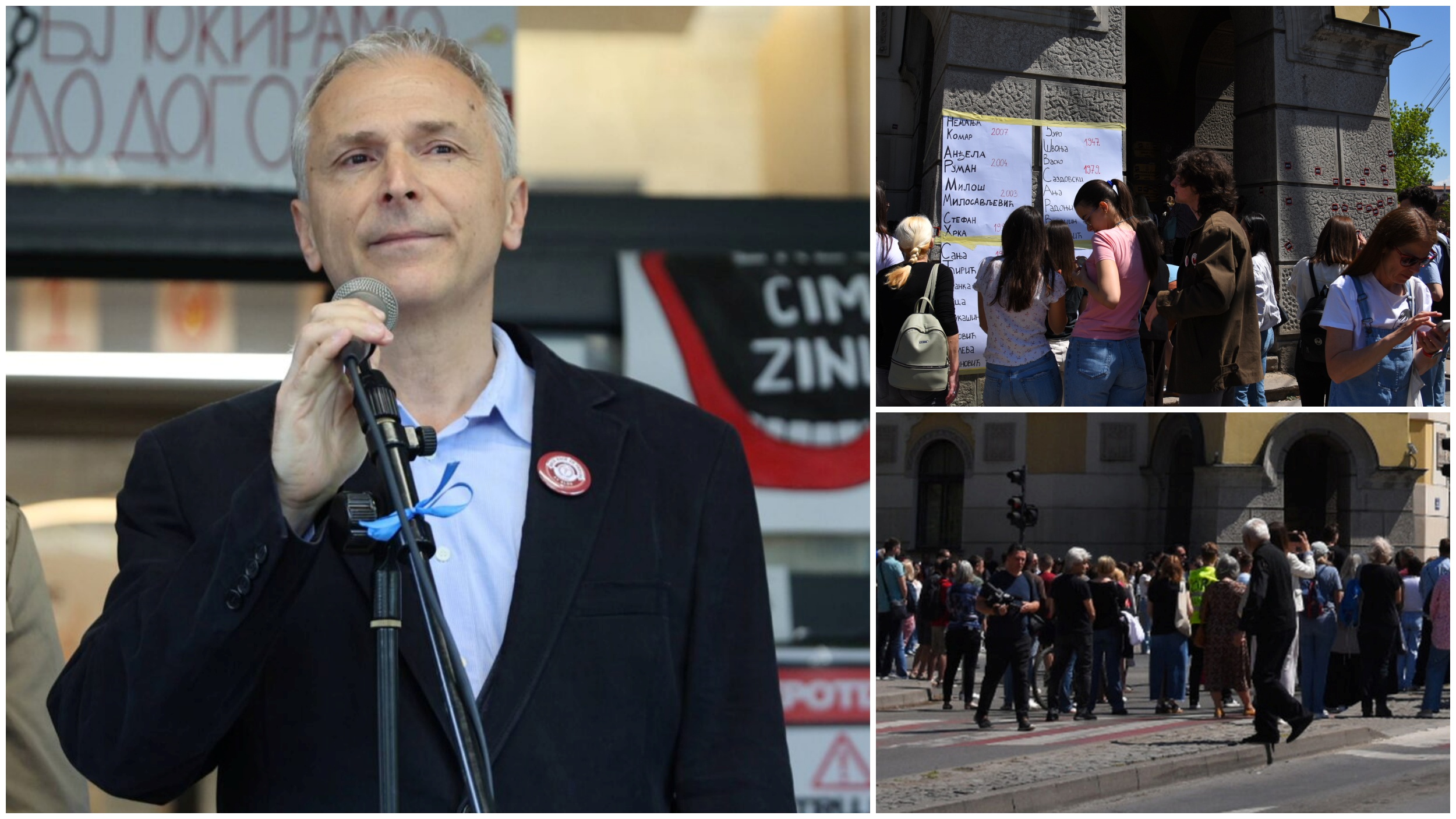 Prof. Milan Ćirić sa Medicinskog fakulteta u Nišu, studenti, protest, Niš, kombo Foto: BETAPHOTO/SASA DJORDJEVIC/Radule Perisic/ATAImages
