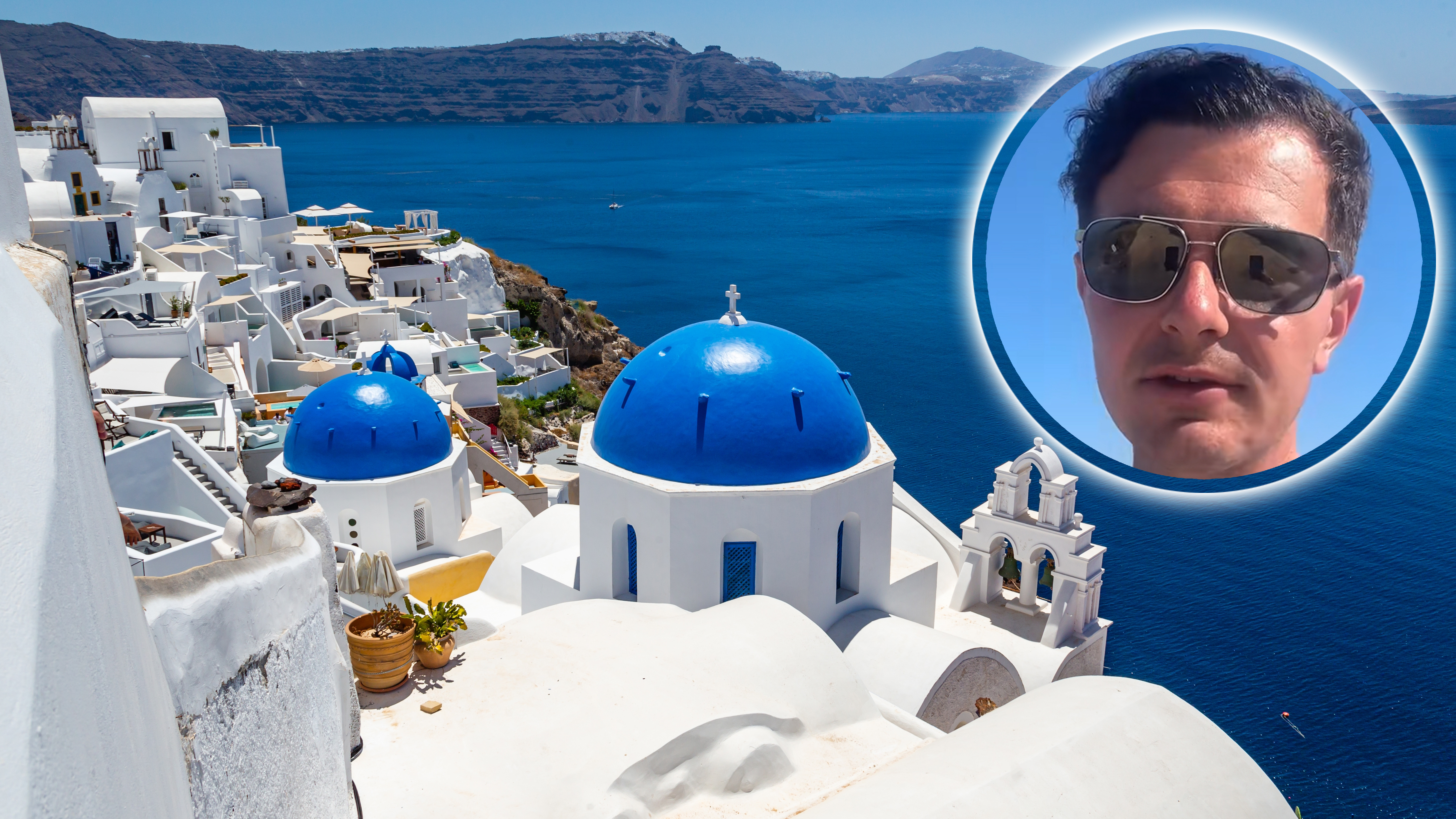 Santorini, kombo Foto: Shutterstock/Printscreen/TikTok/robertshermantv