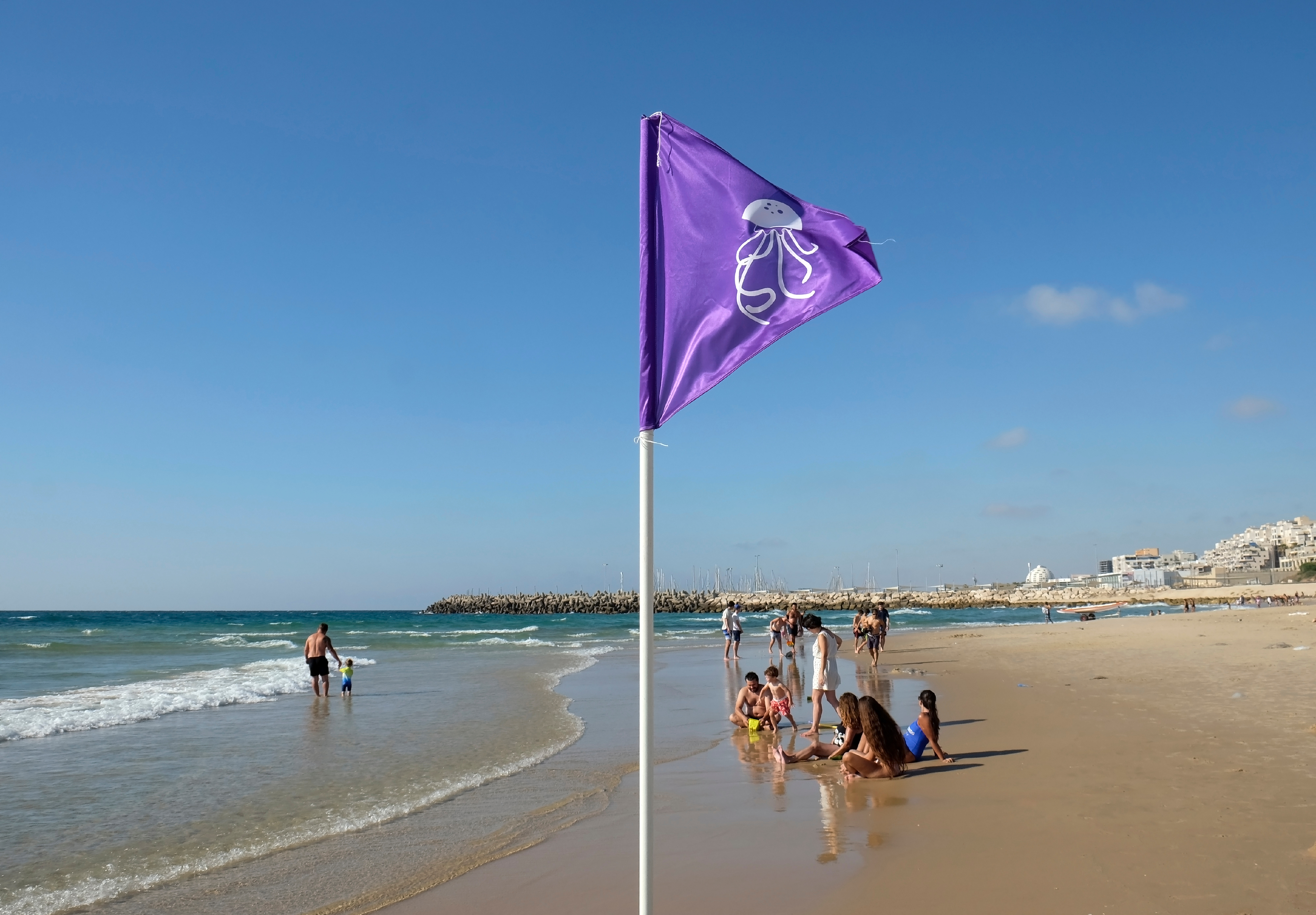 Ashkelon,,Israel,-,June,24,,2017:,Flag,On,The,Beach