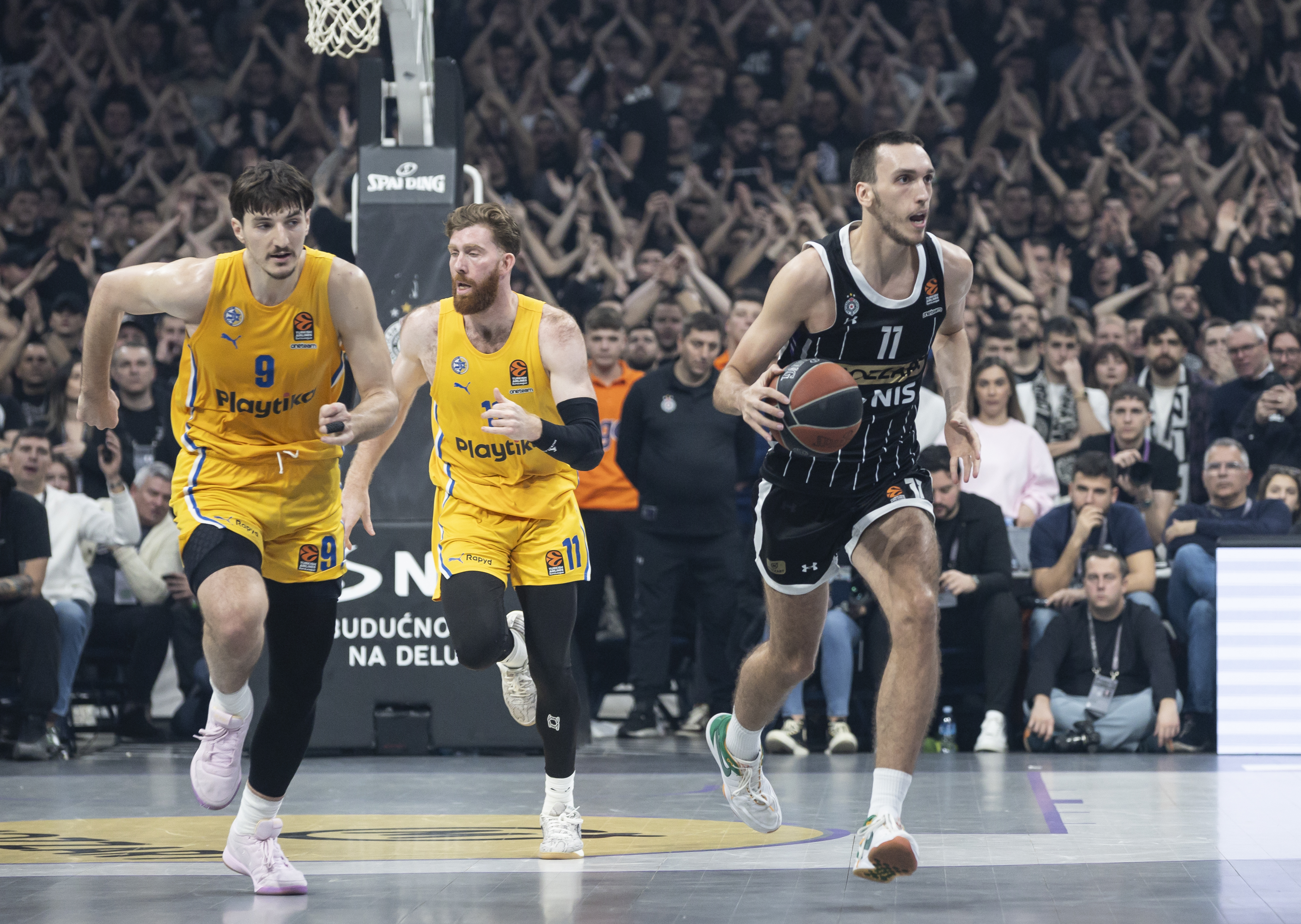 during the 2024/2025 Turkish Airlines EuroLeague match between Partizan Mozzart Bet Belgrade and Maccabi Tel AViv - Turkish Airlines EuroLeague at Belgrade Arena on December 16, 2024 in Belgrade, Serbia. (Photo by Pedja Milosavljevic/Starsport.rs ©)