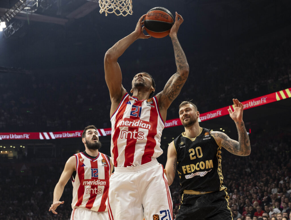 during the 2024/2025 Turkish Airlines EuroLeague match between Crvena Zvezda Meridianbet Belgrade and AS Monaco at Belgrade Arena on January 17, 2025 in Belgrade, Serbia. (Photo by Srdjan Stevanovic/Starsport.rs ©)