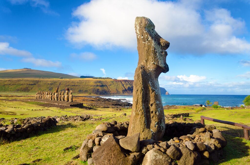 Moai statues on Easter Island at Ahu Tongariki in Chile,Image: 315128550, License: Royalty-free, Restrictions: , Model Release: no, Credit line: Jesse Kraft / Panthermedia / Profimedia
