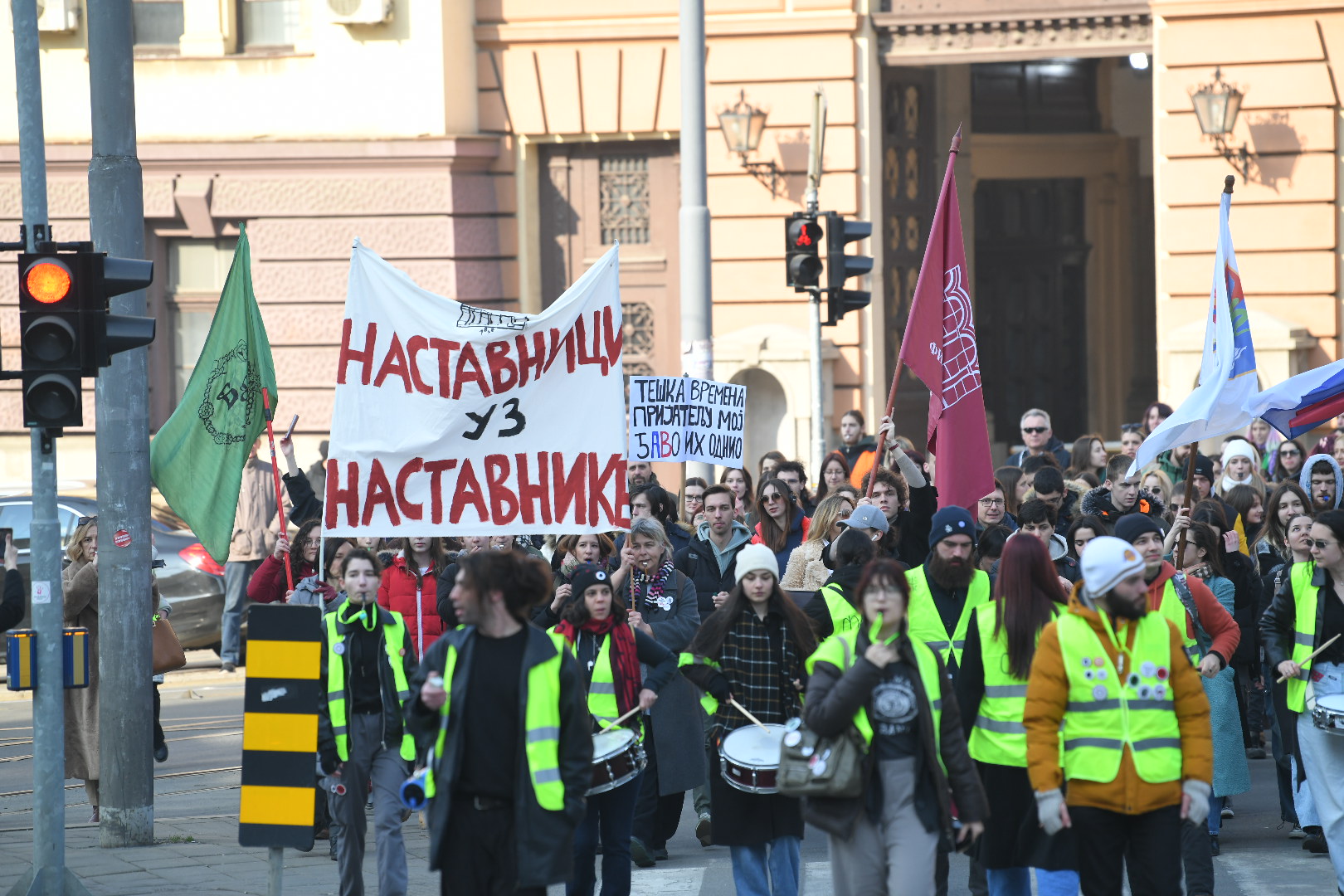 Beograd 06. februar 2025. Studenti protest, predaja zahteva Ministarstvu prosvete prosvetnih radnika, Skup prosvetnih radnika ispred Ministarstva prosvete "Da objasnimo naše zahteve", Foto:Amir Hamzagić/Nova.rs