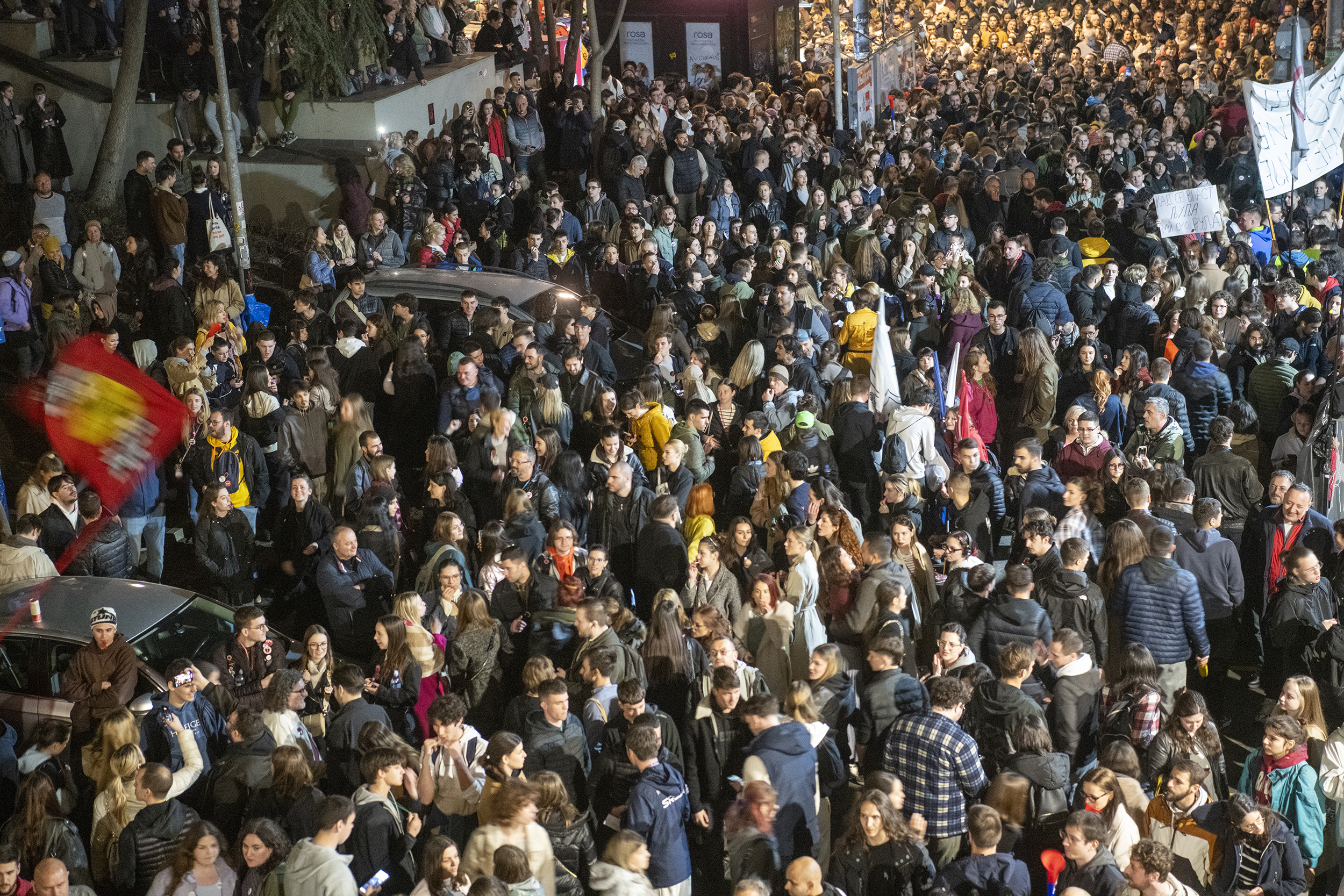 Beograd 11.03.2025. Blokada RTS-a, Radio televizija Srbije,  RTS, Takovska 10, studenti i građani blokirali su zgradu RTS-a, studentski protest Foto: Vladislav Mitić/Nova.rs