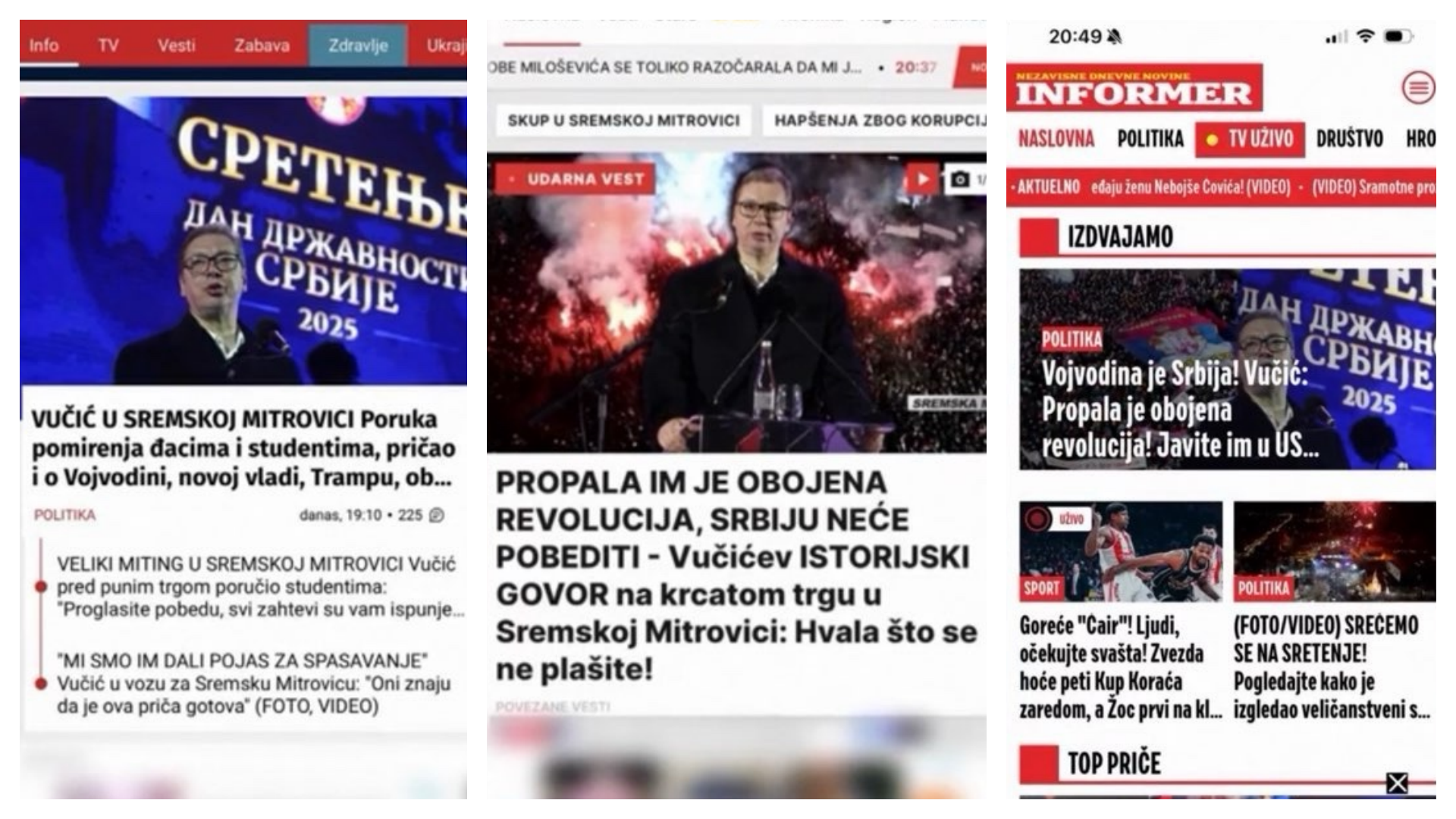 Kako su tabloidi izvestavali o skupovima u Kragujevcu i S. Mitrovici