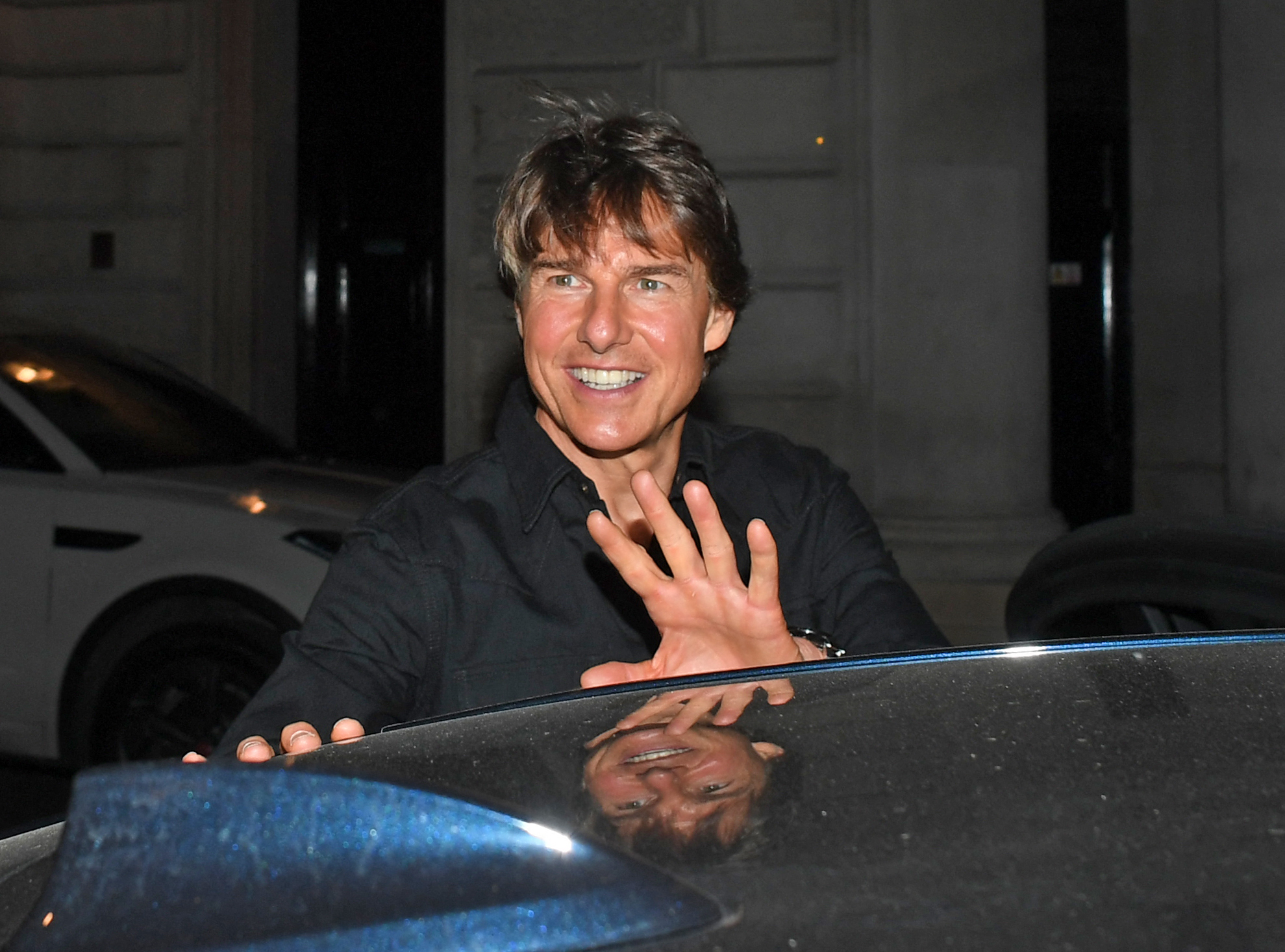 EXCLUSIVE: Tom Cruise seen in good spirits as he takes some time out of his busy filming schedule to have dinner at his favourite London Restaurant Novikov in the heart of Mayfair.