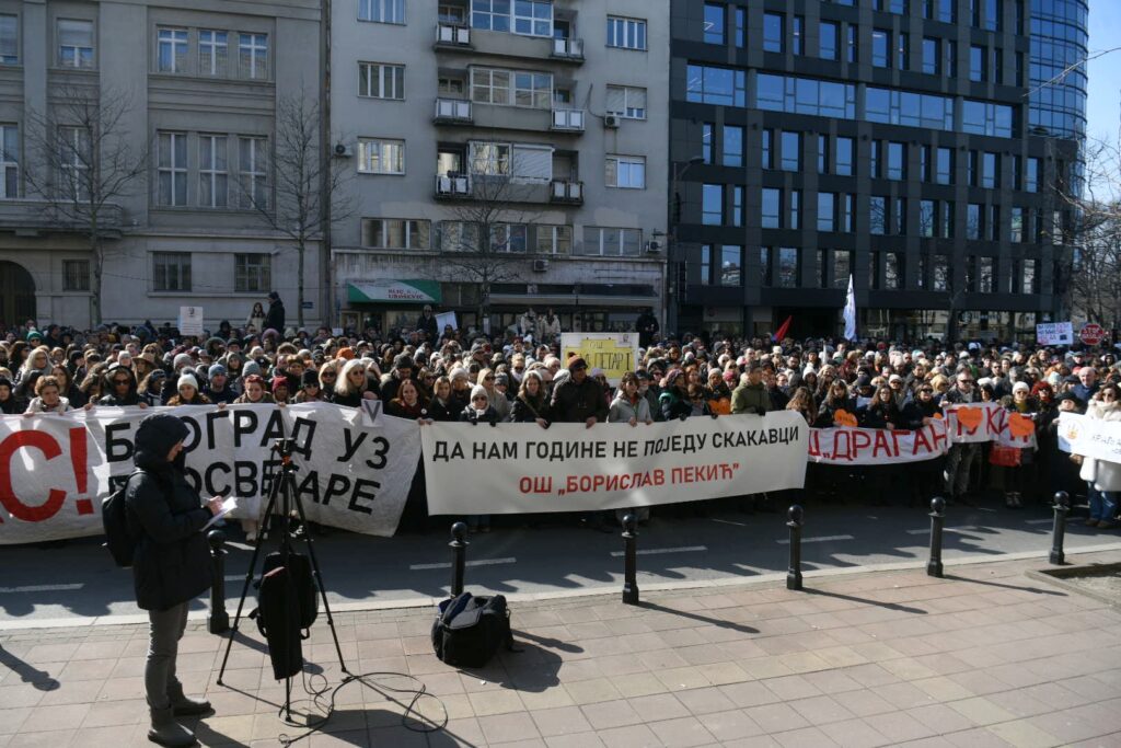 Beograd 20.02.2025. Ustavni sud, prosvetni radnici, protest, blokada, prosvetari štrajk