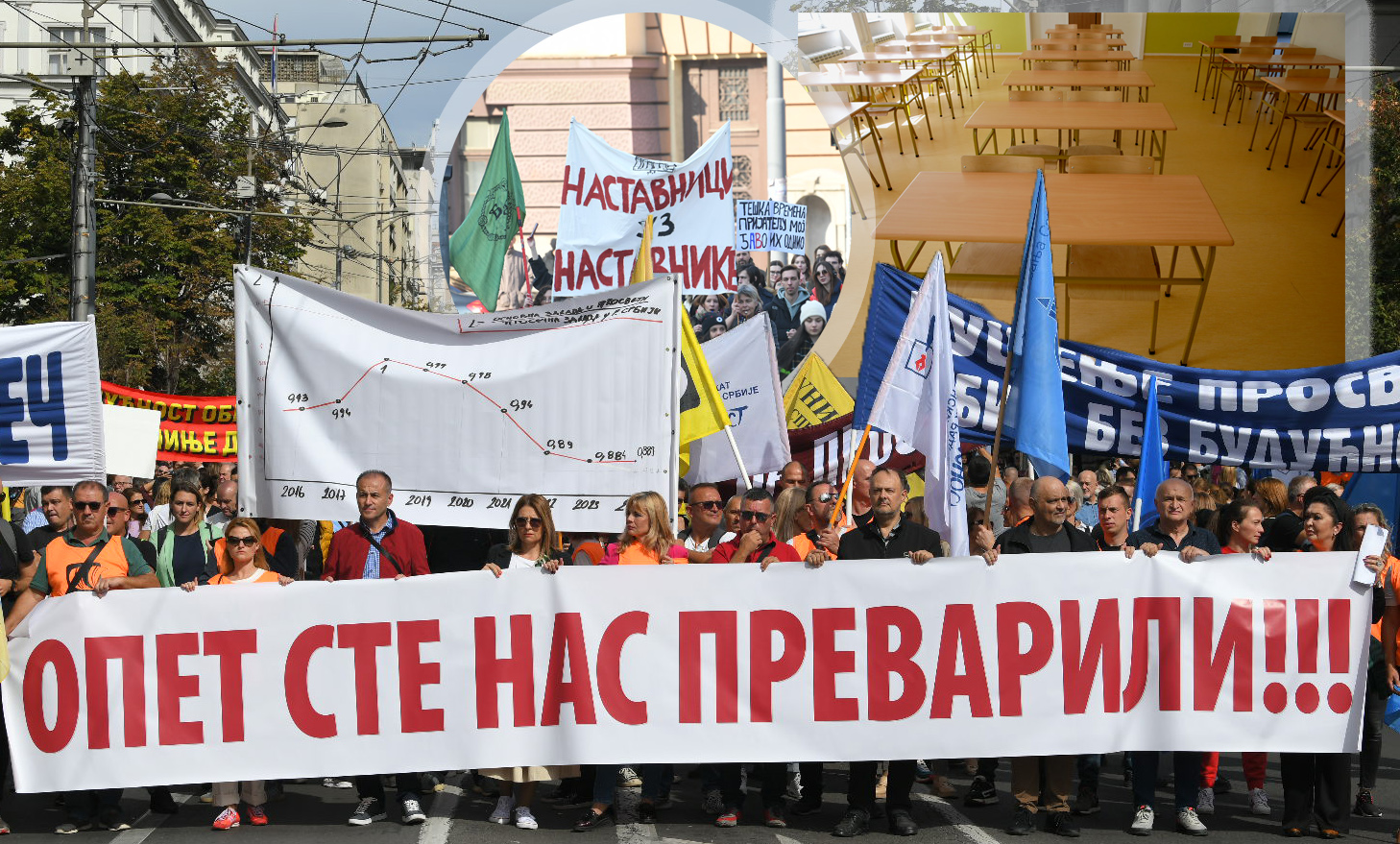Protest prosvetara i nalepite jednu praznu školsku učionicu preko (pokrivalica)