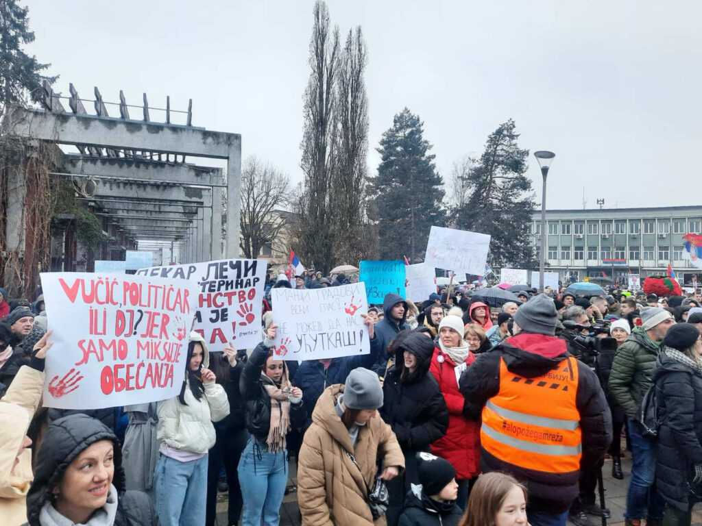 Požega 23. februar 2025. Protestni skup pod nazivom "Alo, Požega" Narodni protest „Sa svih strana, svi zajedno“ Foto:Slavica Panić/Nova.rs
