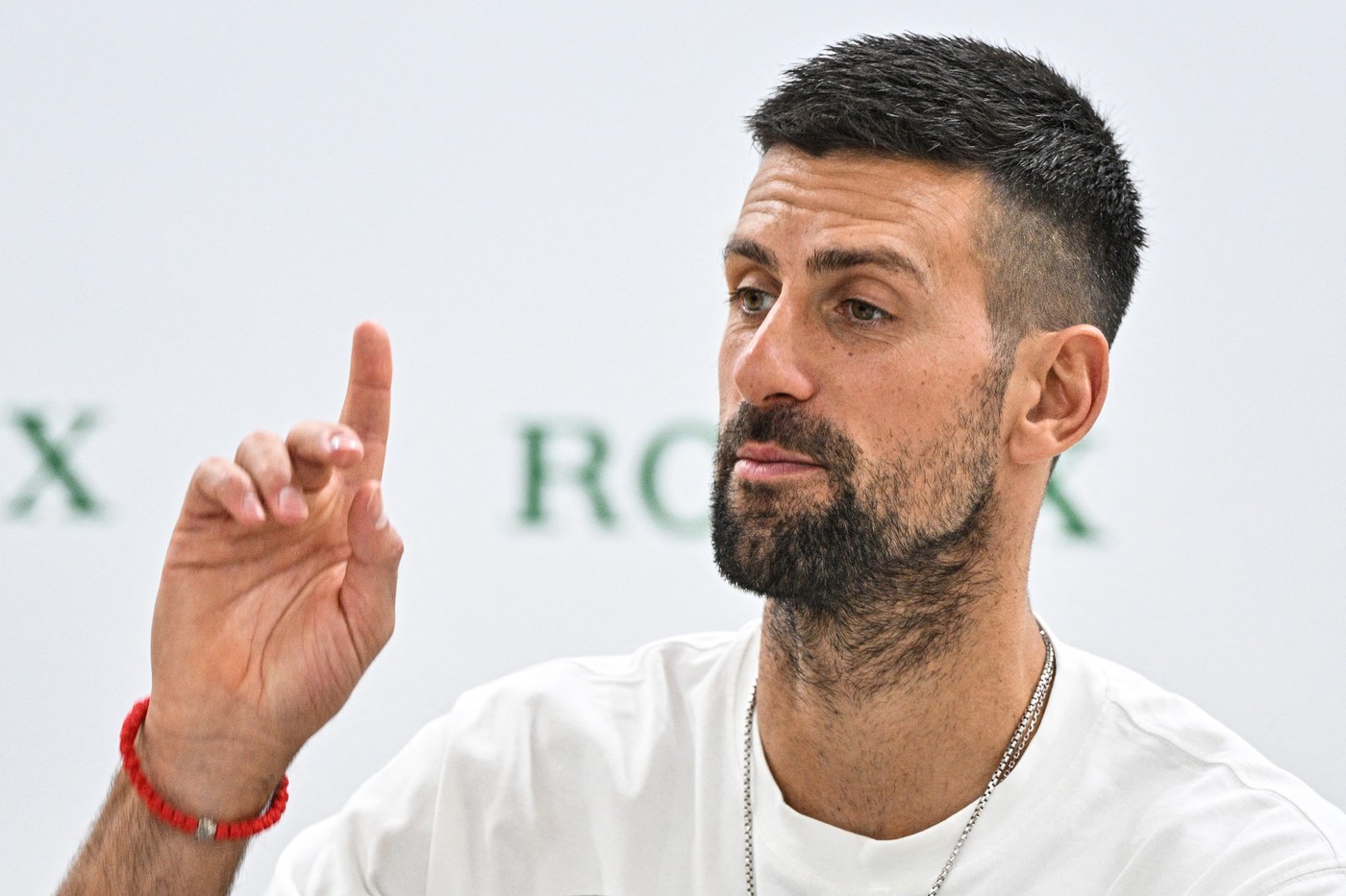 Serbia's Novak Djokovic attends a press conference at the Shanghai Masters tennis tournament in Shanghai on October 2, 2024.,Image: 915218431, License: Rights-managed, Restrictions: , Model Release: no, Credit line: Hector RETAMAL / AFP / Profimedia