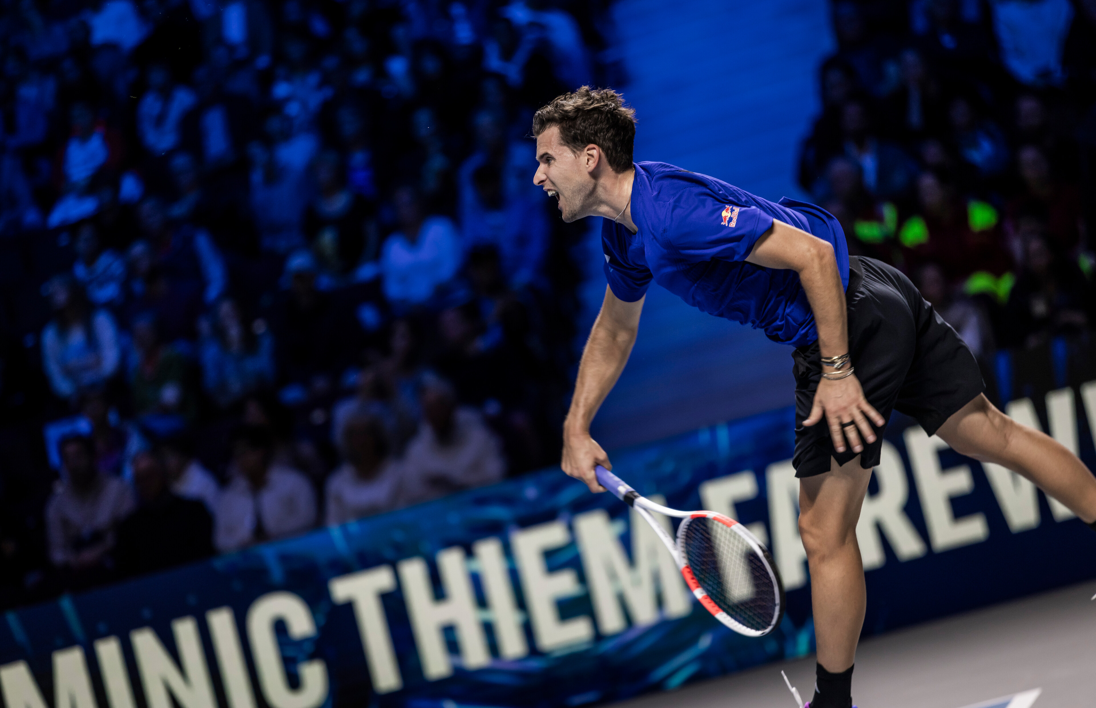 Dominic Thiem seen on his farewell match against Alexander Zverev in the Stadthalle in Vienna, Austria on October, 20, 2024. // Mirja Geh / Red Bull Content Pool // SI202410200642 // Usage for editorial use only //