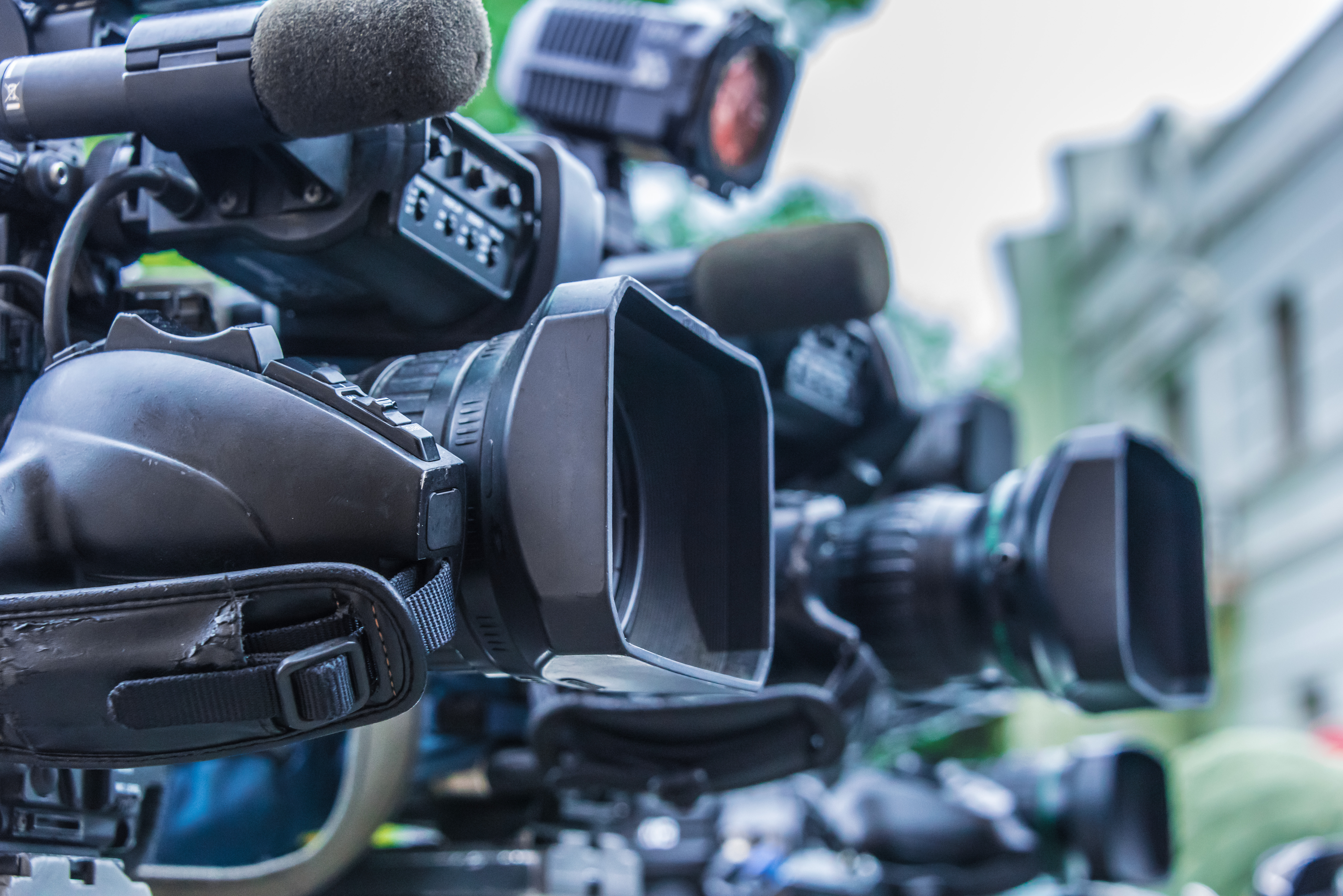 Professional,Tv,Cameras,On,Tripods,Recording,Social,Event,On,The