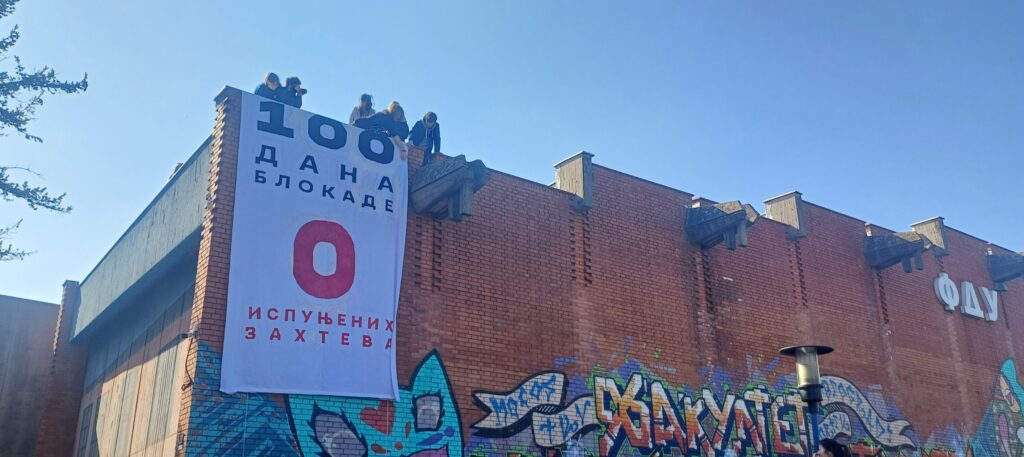 Beograd 04. mart 2025. FDU, Fakultet dramskih umetnosti, 100 dana od pocetka studentskih blokada novi baner Foto:Ana Marković/Nova.rs