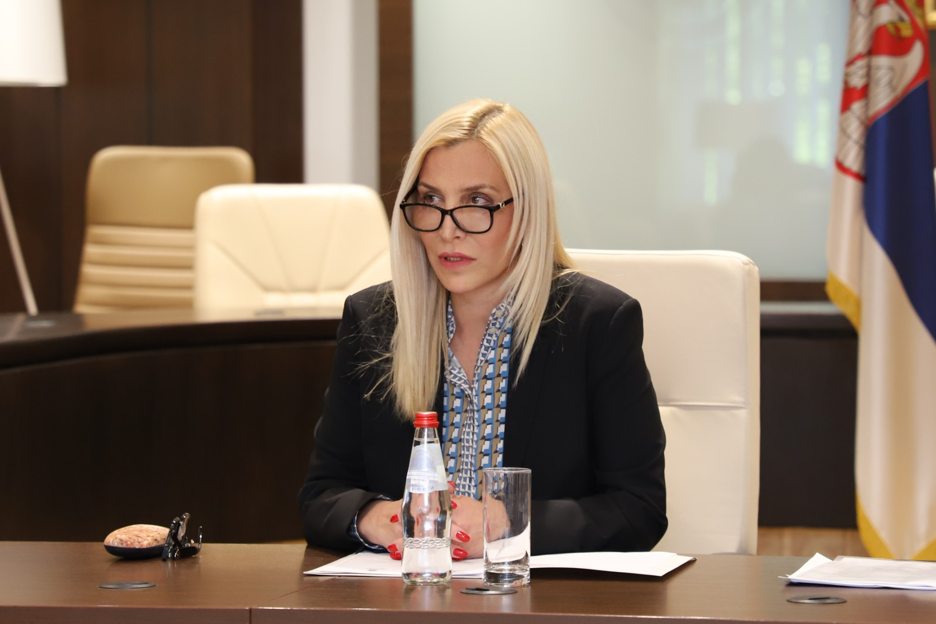 Beograd, 15. aprila 2024.- Ministarka pravde Maja Popovic predsedava Drugom sednicom Saveta za suzbijanje nasilja u porodici. FOTO TANJUG/ MINISTARSTVO PRAVDE/ ZORAN NIKOLIC/ bs