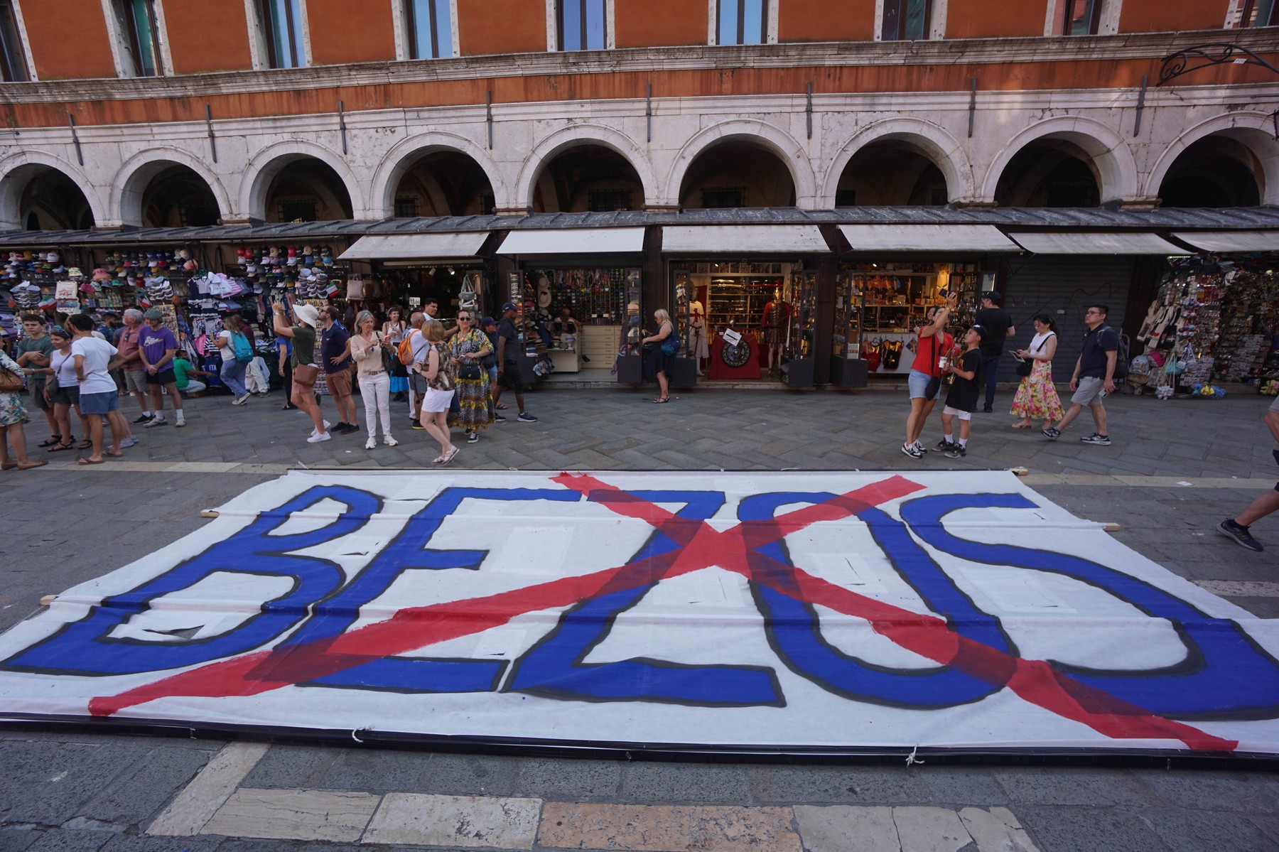 Italy, Venice: Activists From The NoSpaceforBezos Committee And Venetian Residents Protest Against Jeff Bezos Wedding In Venice