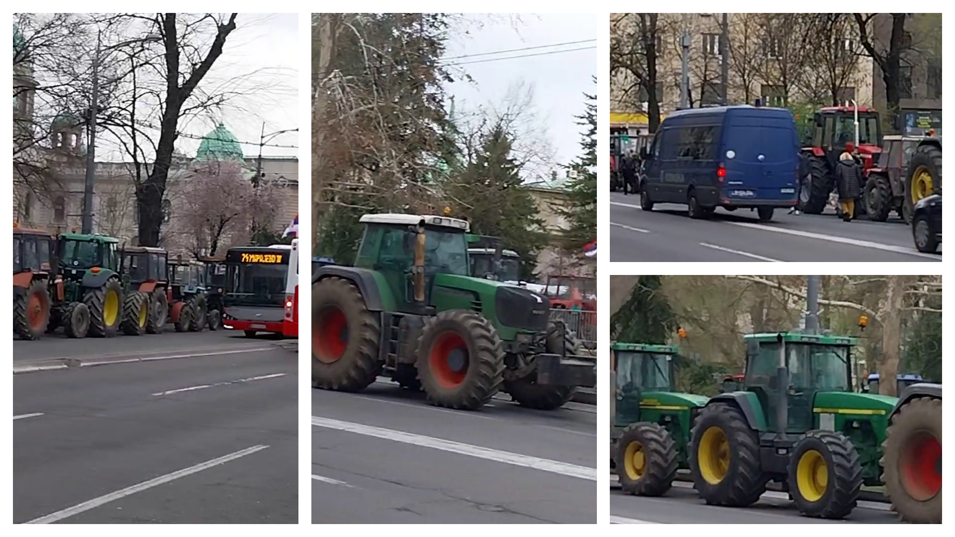 Parkirani traktori na Trgu Nikole Pašića