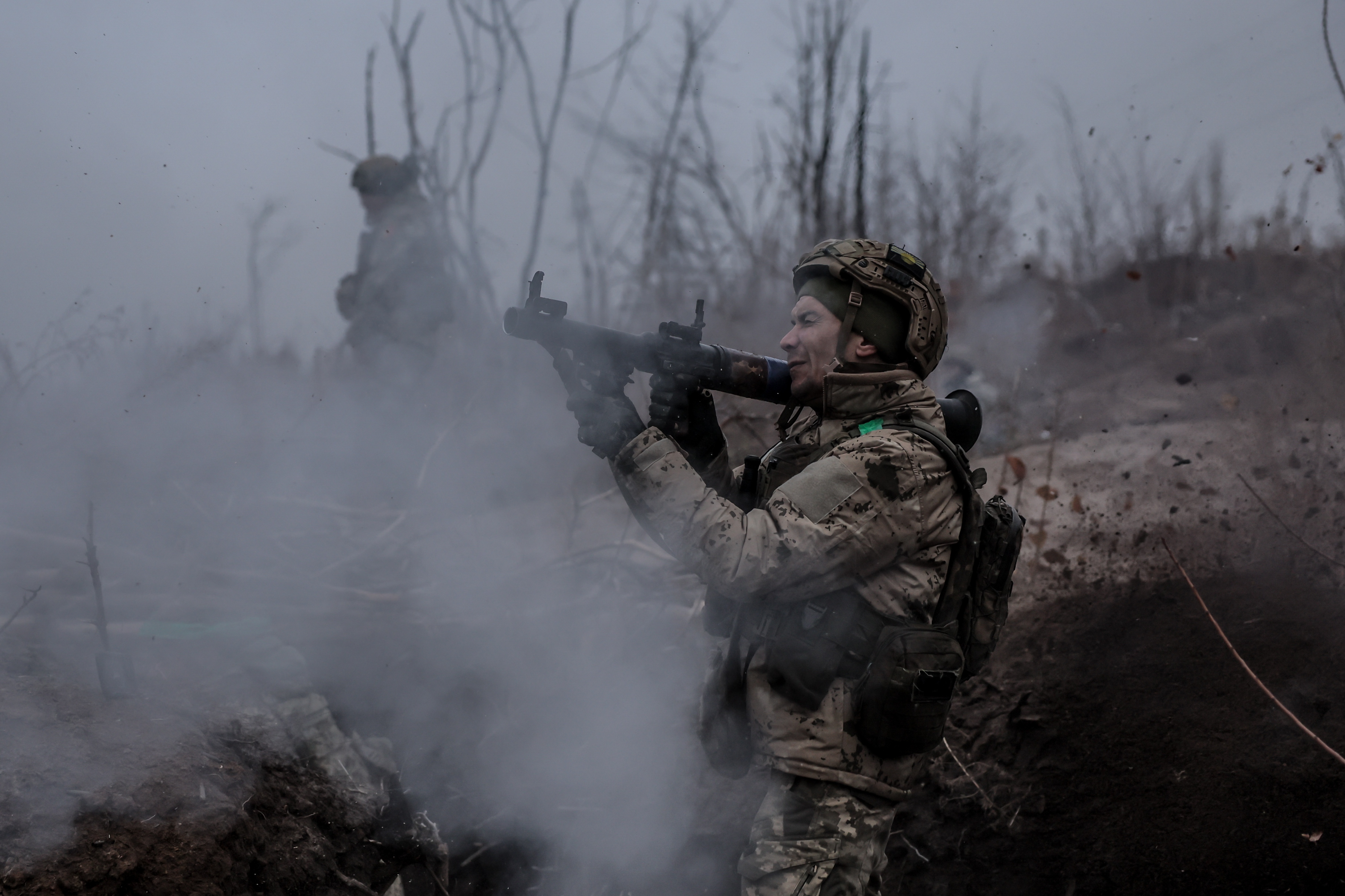Ukrainian servicemen at training field in the Donetsk region