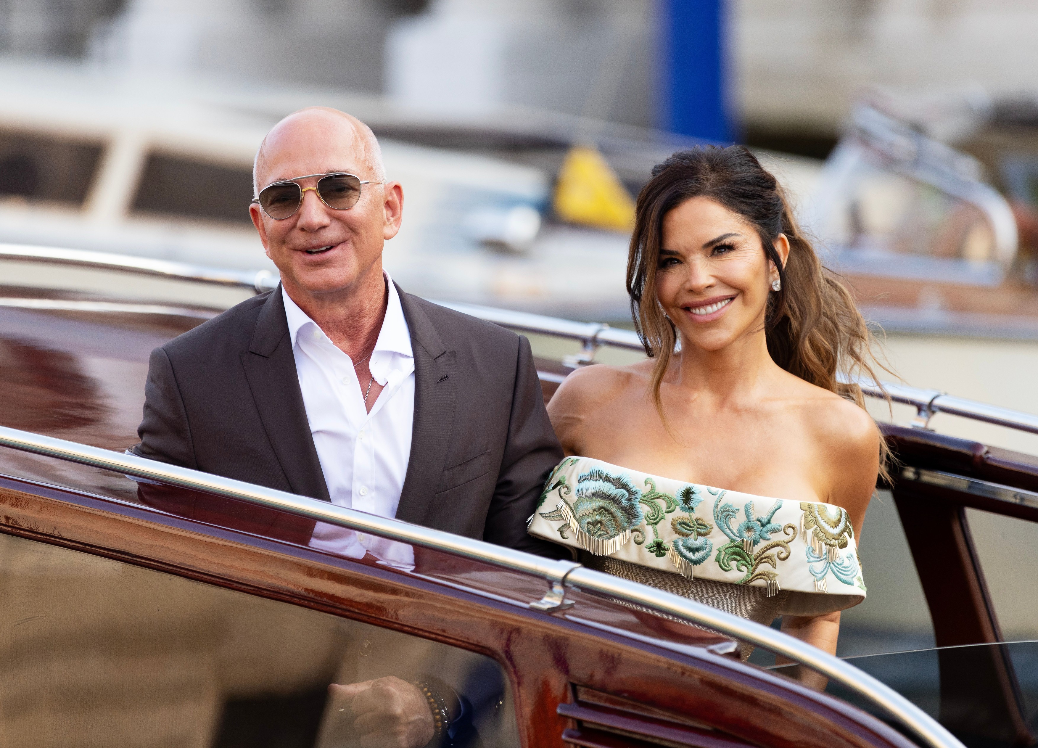 Jeff Bezos and Lauren Sanchez leave the Aman Venice Hotel, Venice, Italy - 26 Jun 2025