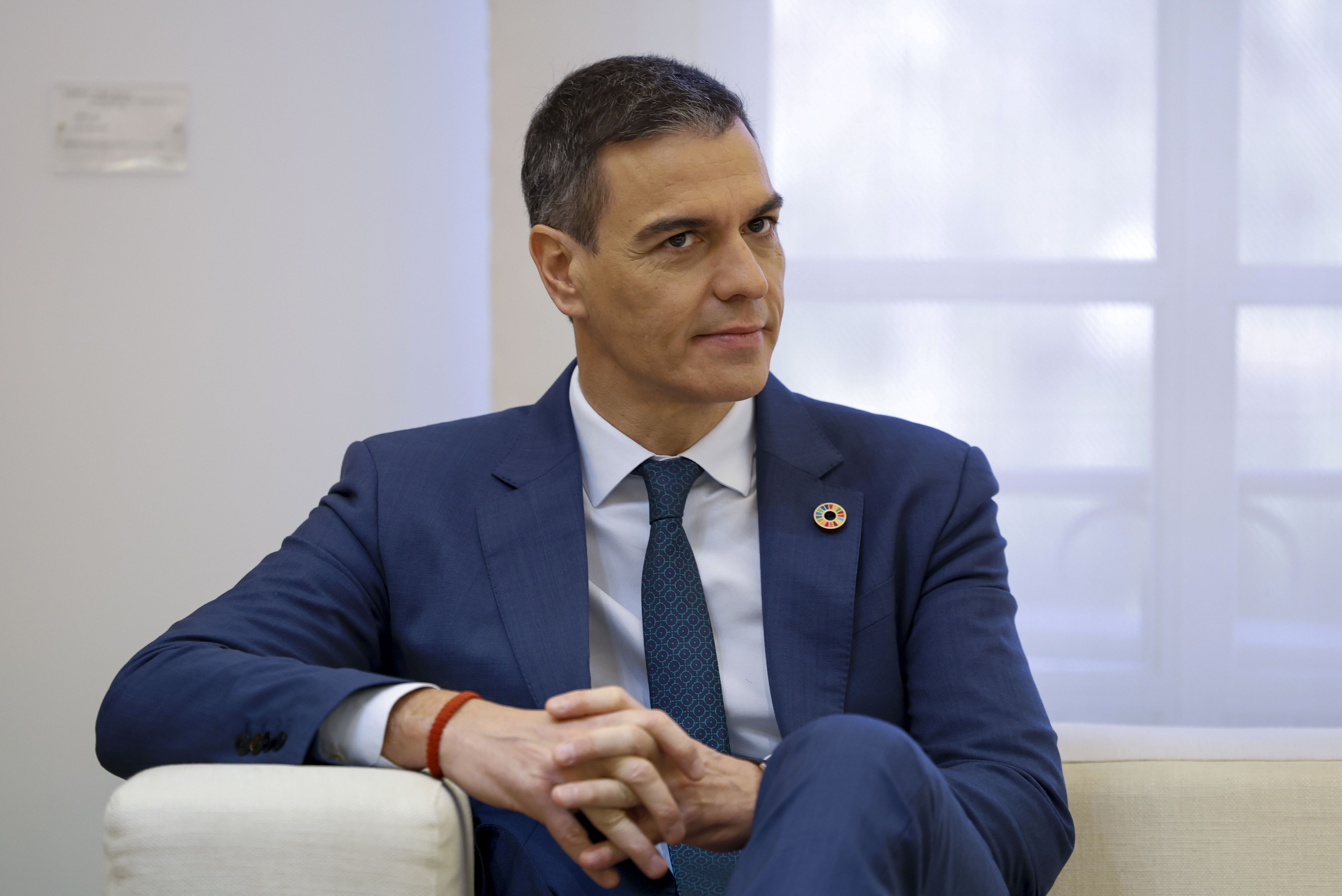 epa11758250 Spain's Prime Minister Pedro Sanchez attends a meeting with the President of Mauritania at Moncloa Palace in Madrid, Spain, 05 December 2024.  EPA-EFE/Mariscal