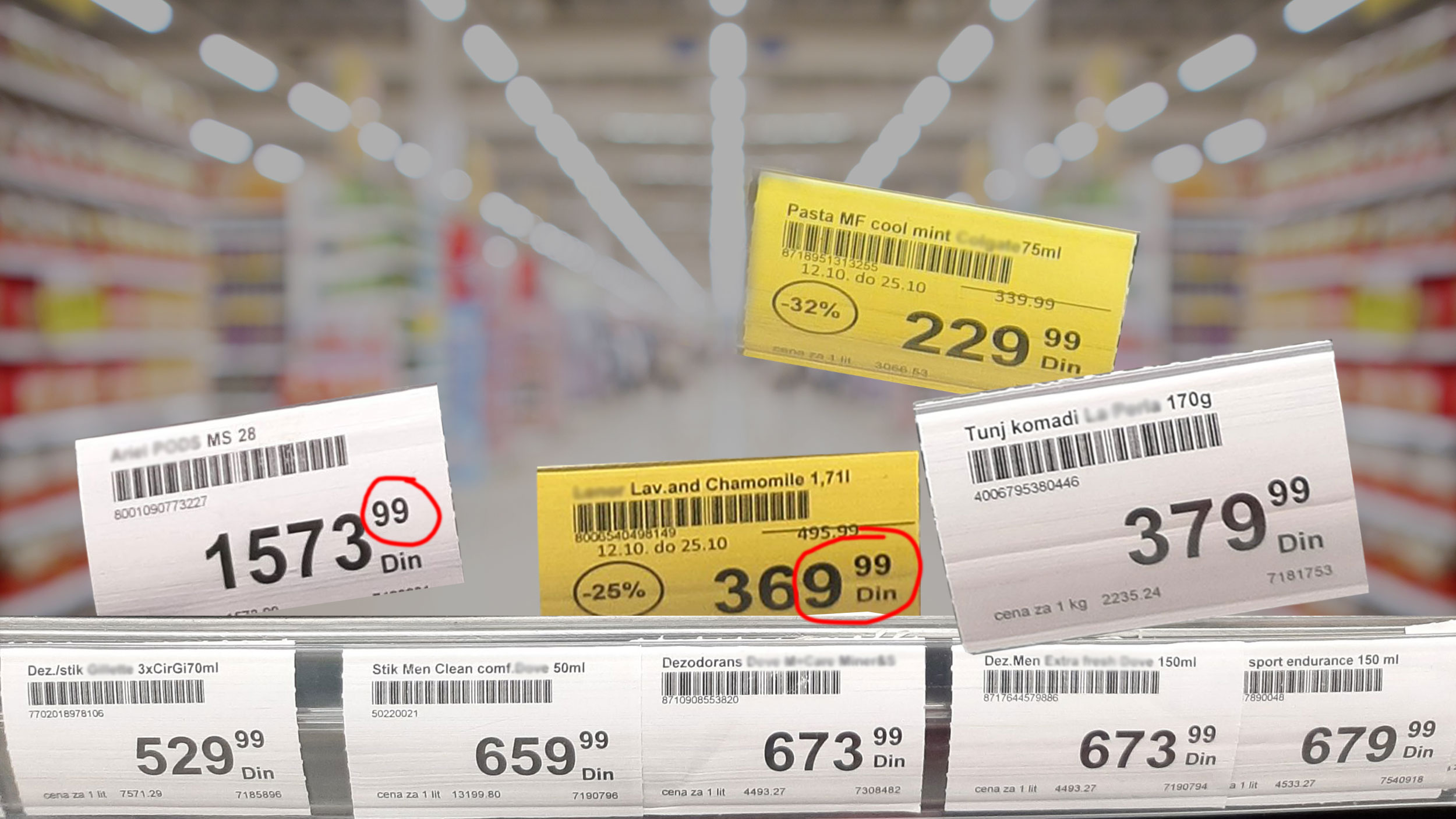 Cene,  cena koje se završavaju na 9, ili .99,