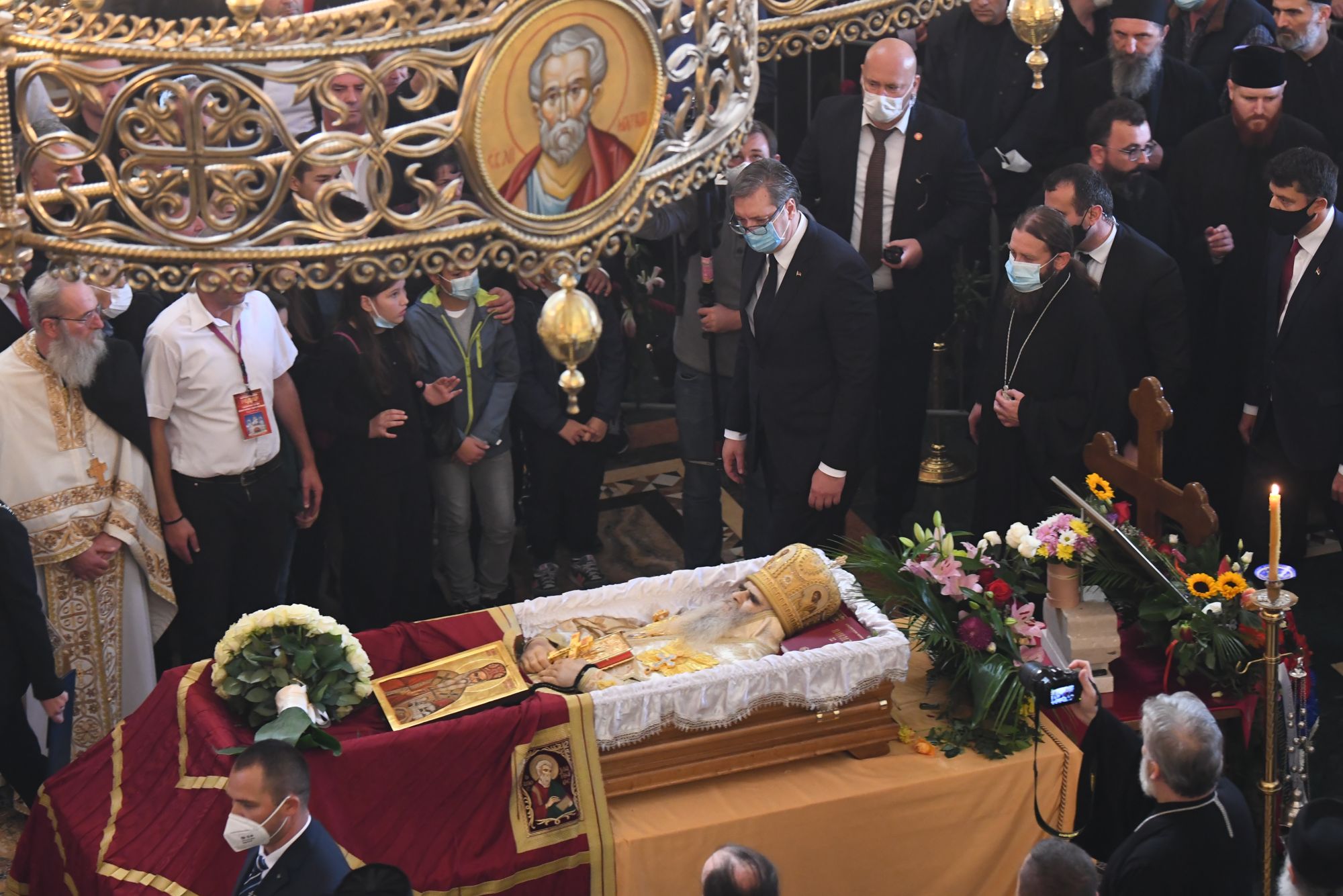 Podgorica, 01.11.2020. Hram Hristovog Vaskrsenja u Podgorici, Saborni hram Podgorica, Saborna crkva Podgorica, Liturgija, opelo i sahrana, zaupokojena liturgija, Mitropolit Amfilohije Radović, Aleksandar Vučić Foto: Goran Srdanov/Nova.rs