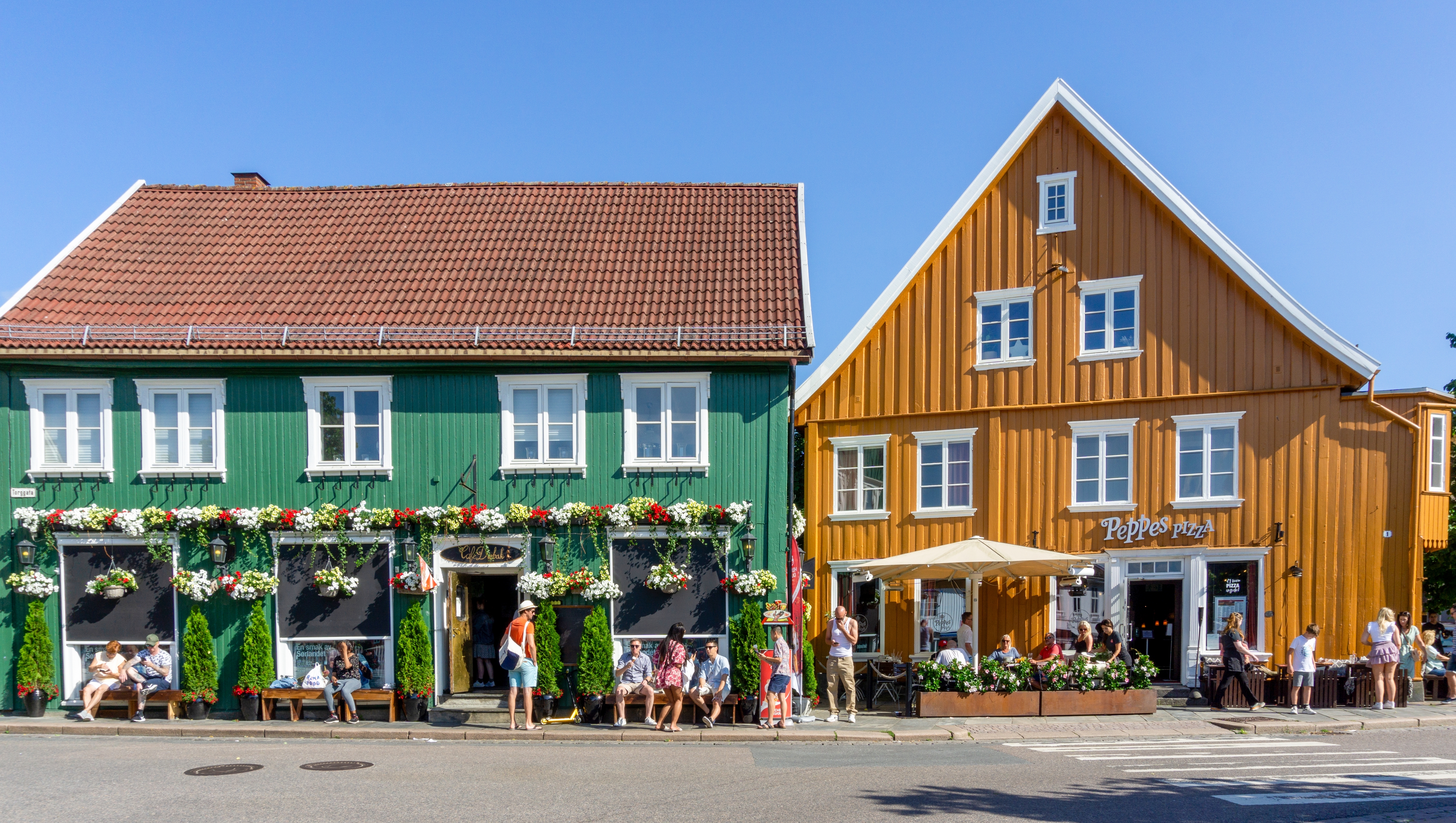 Drøbak,,Norway,-,July,11,,2021:,Colorful,Wooden,Houses,In