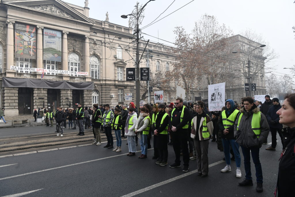 Beograd 31. decembar 2024. ETF, Elektrotehnicki fakultet, Arhitektonski fakultet, blokda Bulevara kralja Aleksandra,, studenti, protest Foto:Goran Srdanov/Nova.rs