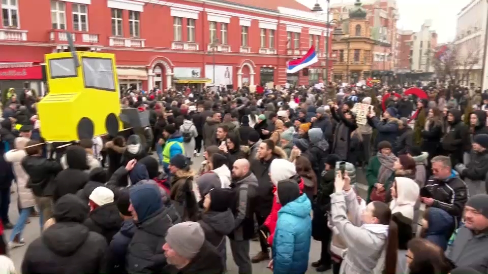 Protest studenata,  građana i đaka u Čačku