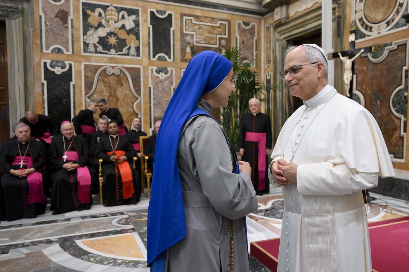 ITALY - POPE LEO XIV  RECEIVES IN PRIVATE AUDIENCE SUPERIORS AND OFFICIALS OF THE SEGRETARIAT OF STATE   AT  THE  VATICAN - 2025/6/5
